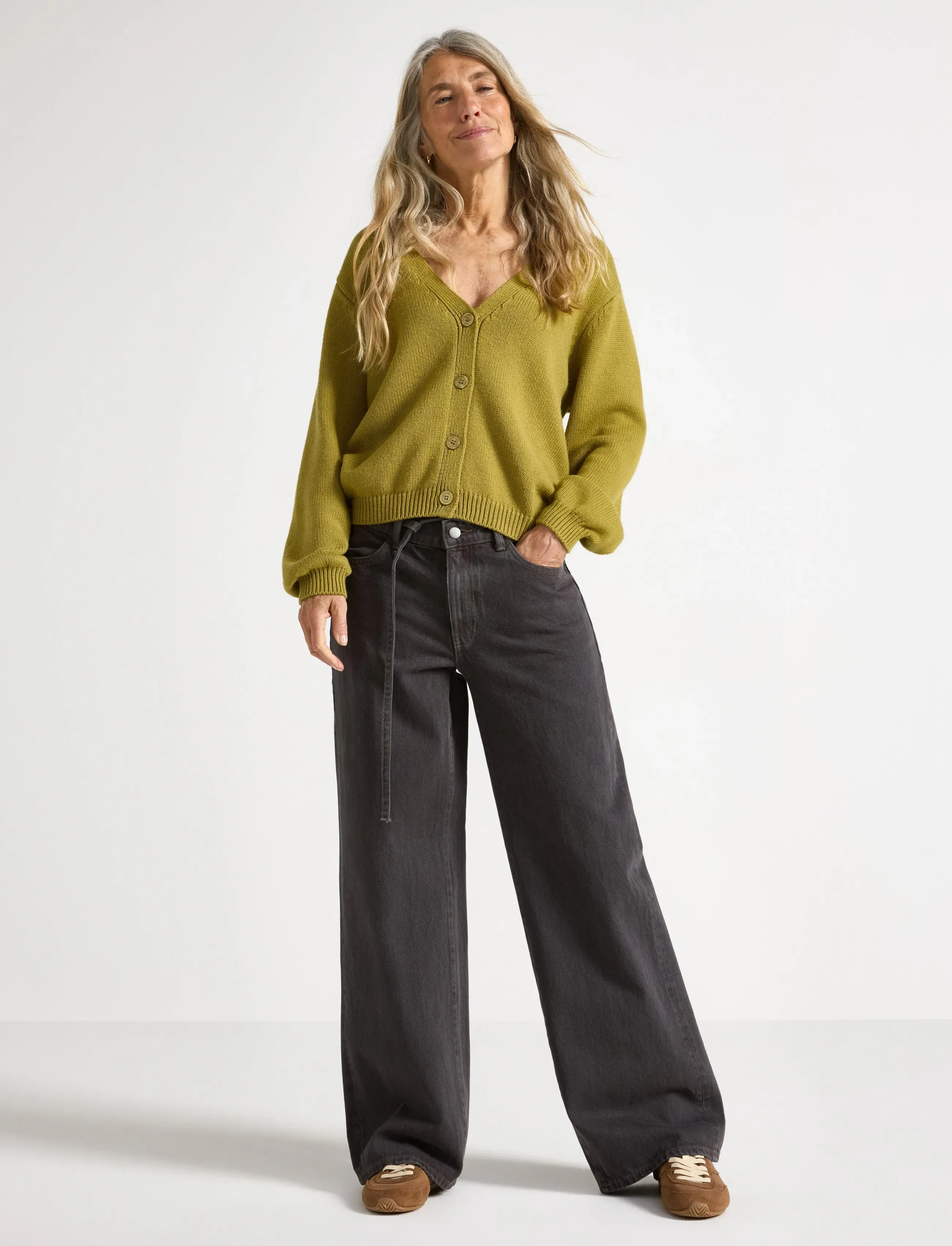 Lindex Trousers Denim Peggy Grey, 36, Jeans, Grau - Wide, Frauen