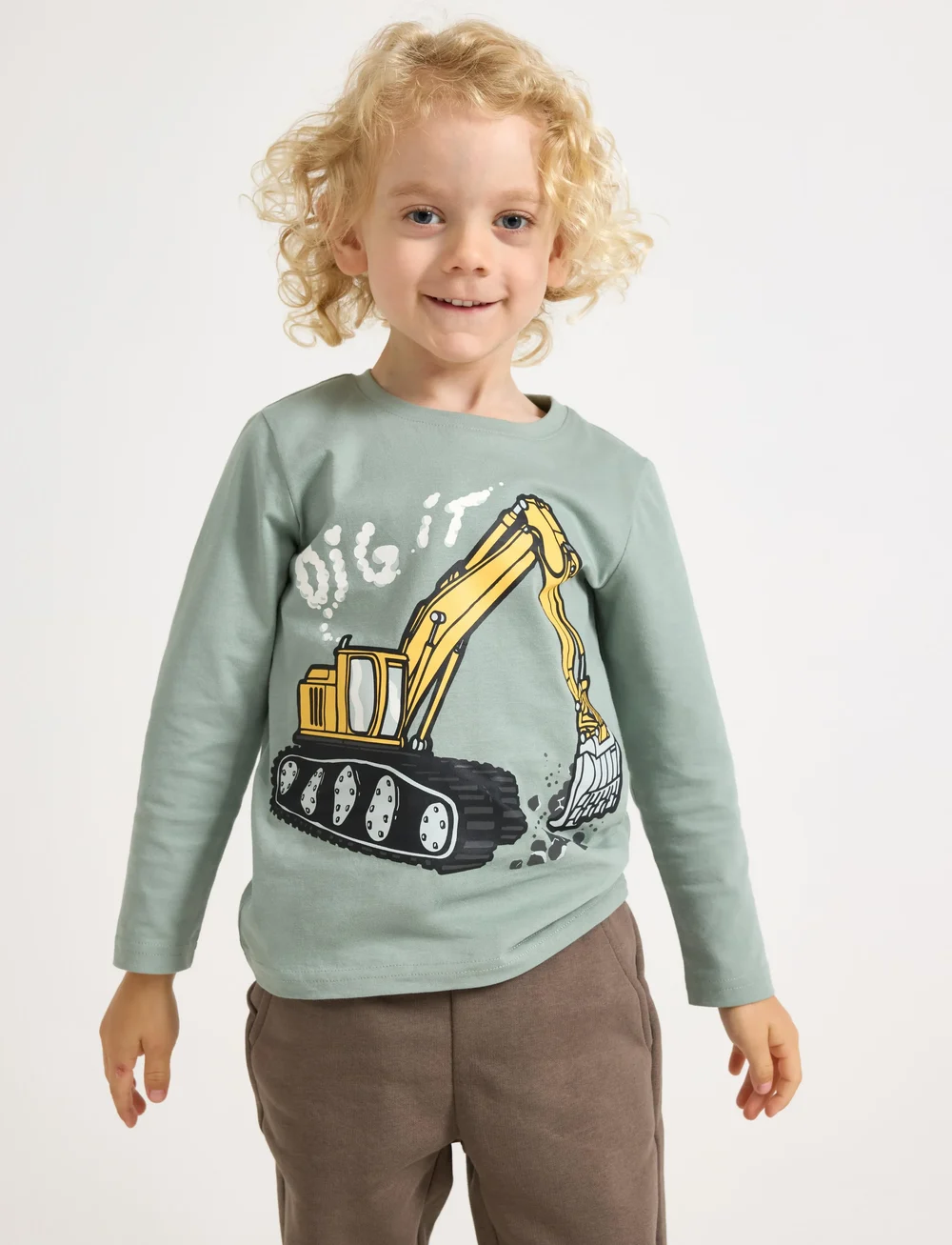 Lindex - Top LS Working vehicles - langærmede t-shirts - light dusty green - 0