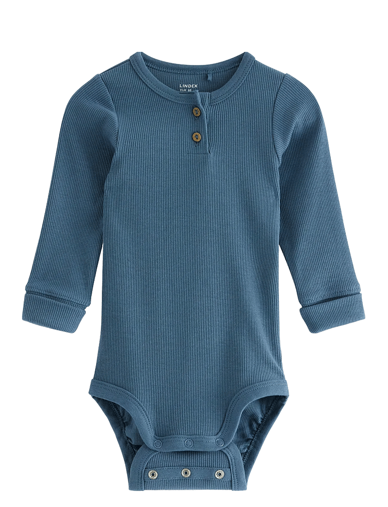 Lindex - Body Henley - pikkade varrukatega bodid - dark dusty blue - 0