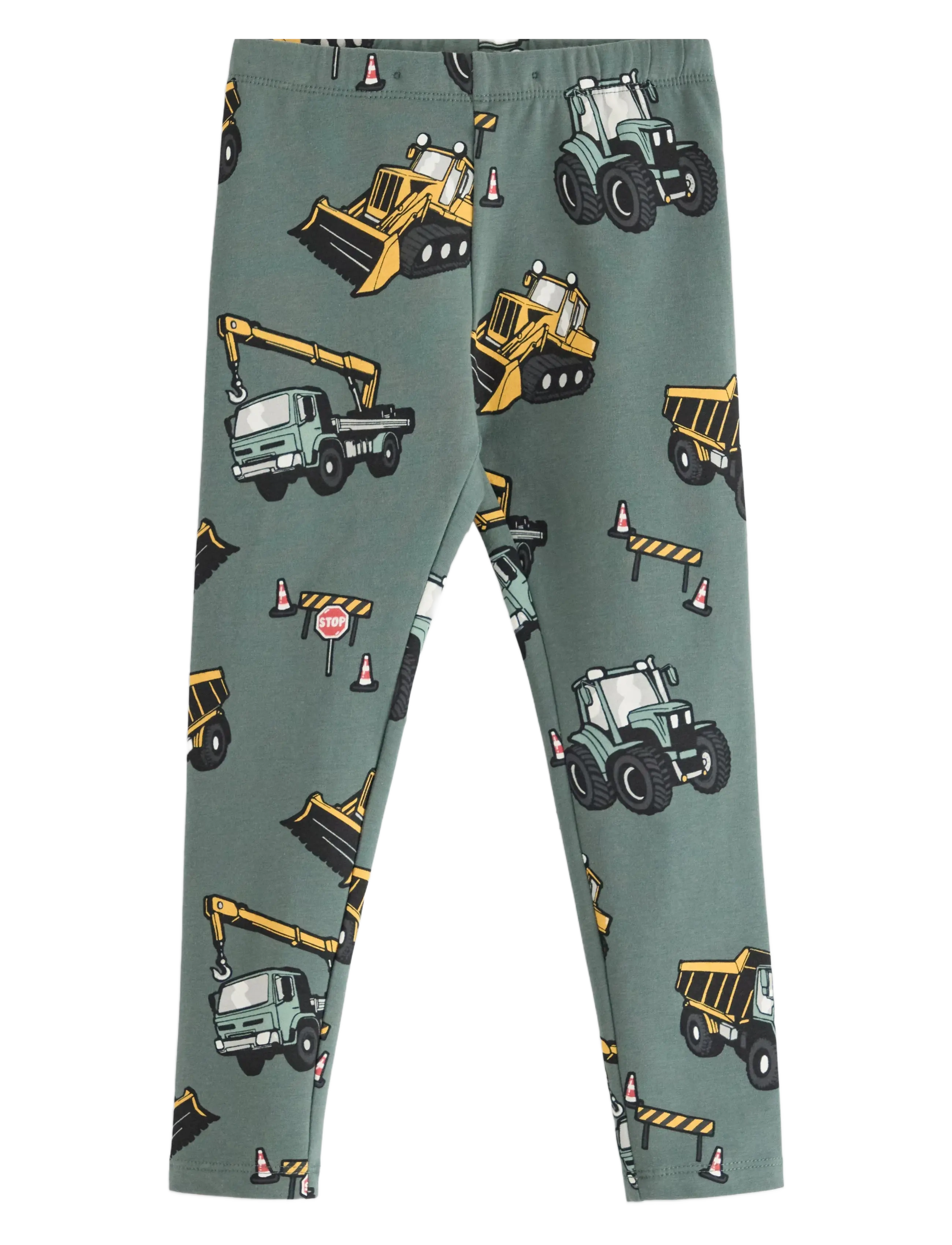 Lindex Leggings Working vehicles AOP - App deal - DUSTY GREEN / green
