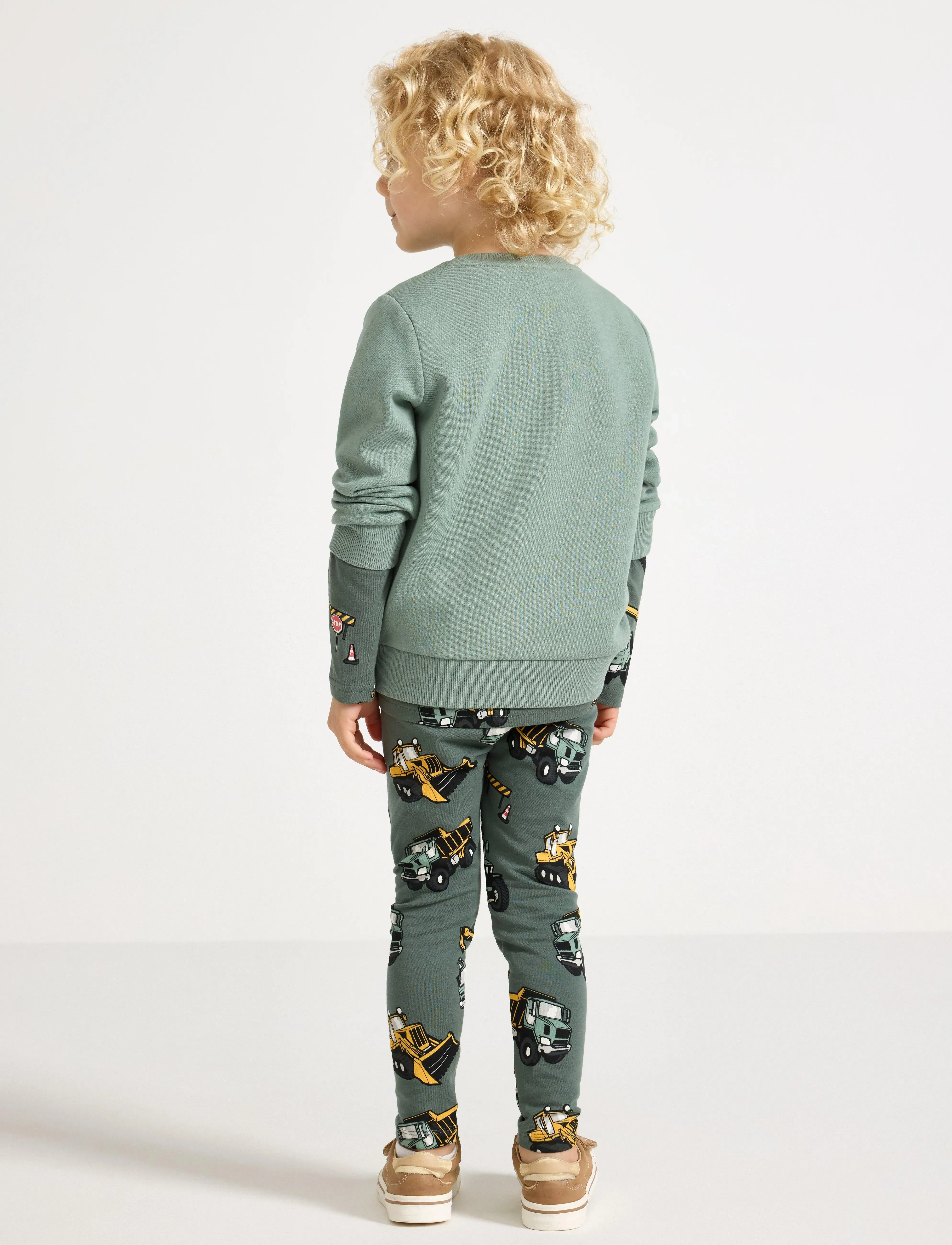 Lindex - Leggings Working vehicles AOP - dusty green - 3