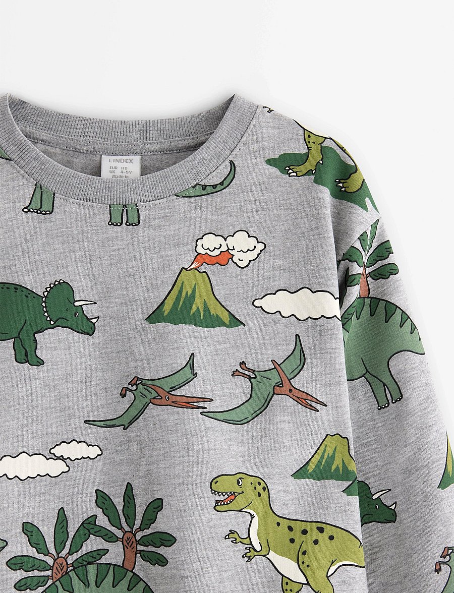 Lindex - Sweatshirt DINO aop - dressipluusid - grey melange - 2