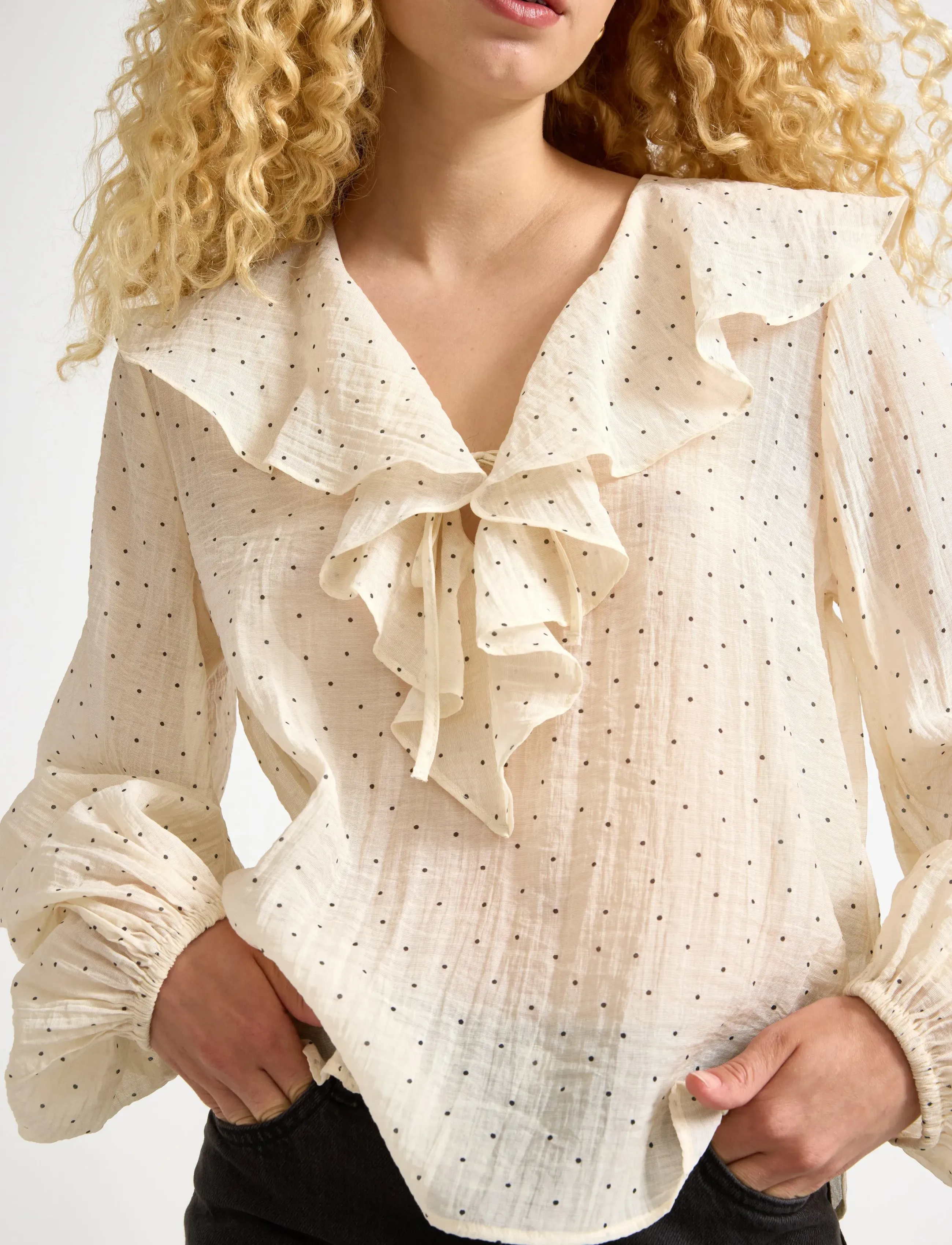 Lindex - Blouse Ylva - light beige - 4