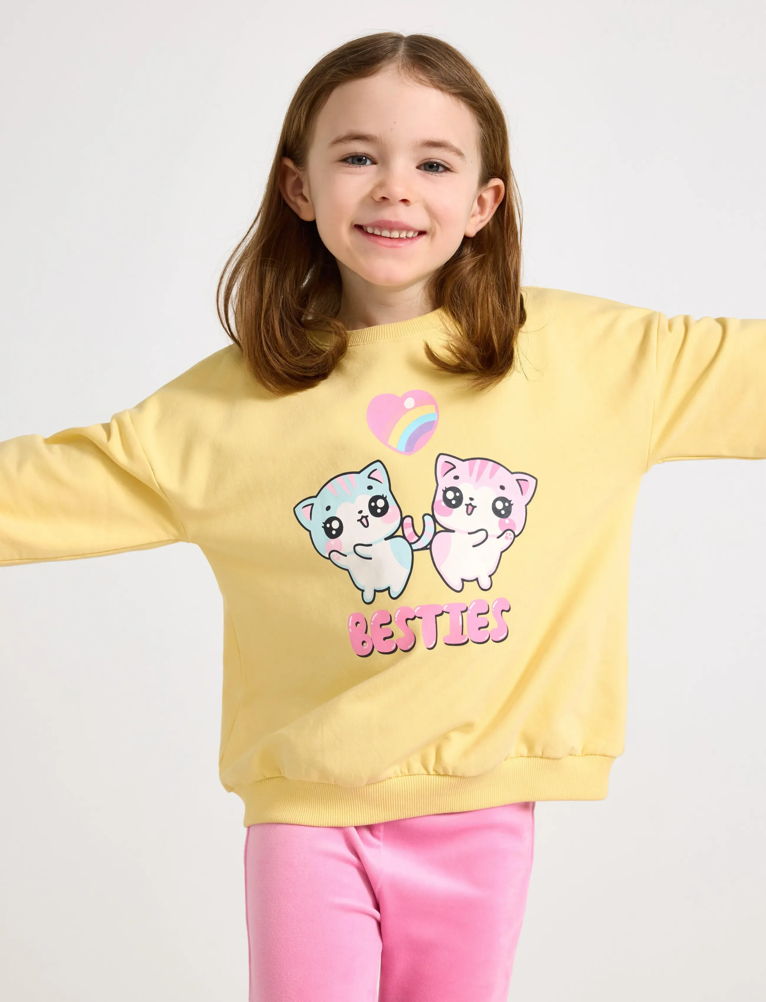 Lindex Sweatshirt With Brushed Inside, 98, Sweatshirts & Hoodies, Gelb - Sweatshirts, Kinder