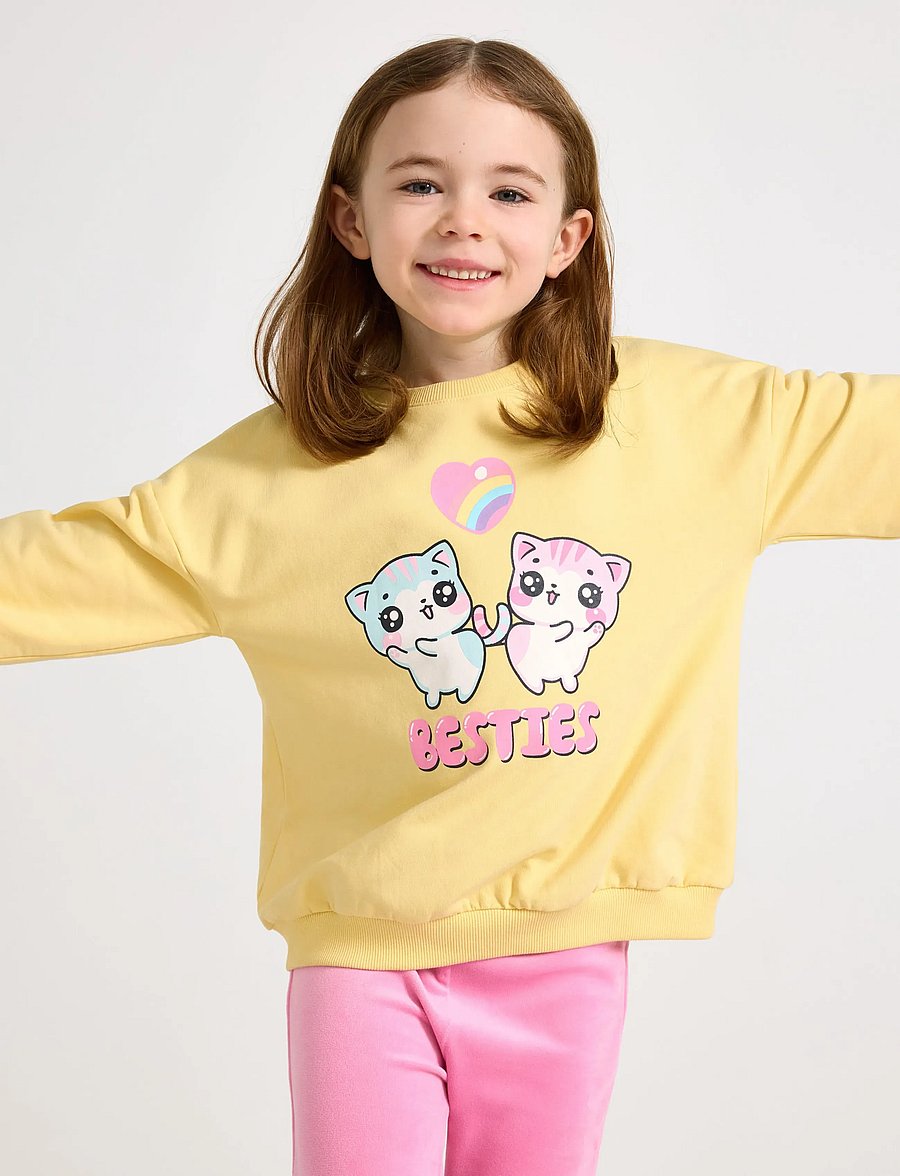 Lindex - Sweatshirt with brushed inside - sporta džemperi - light yellow - 0