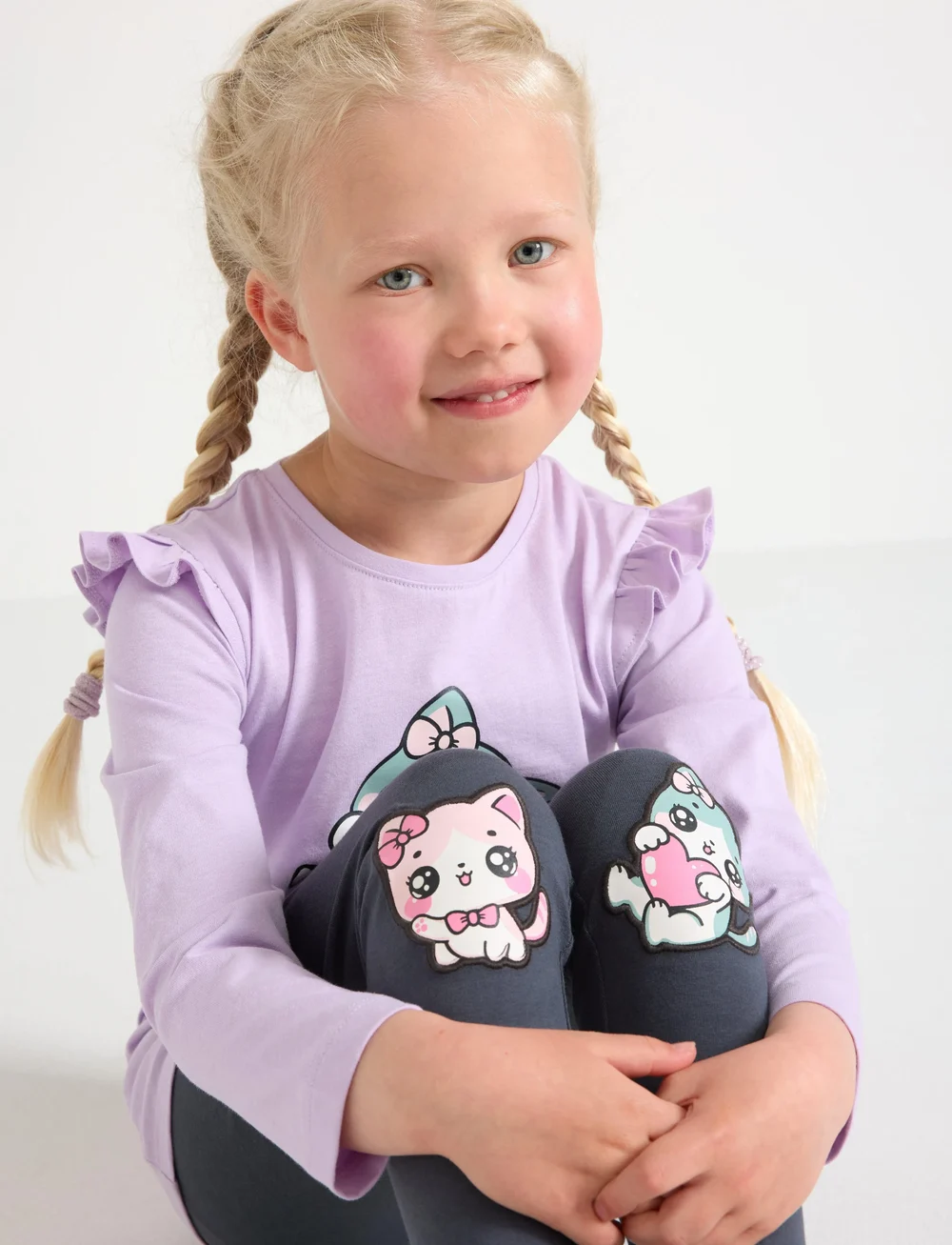 Lindex - Leggings cat applique at knees - leggings - dark grey - 4