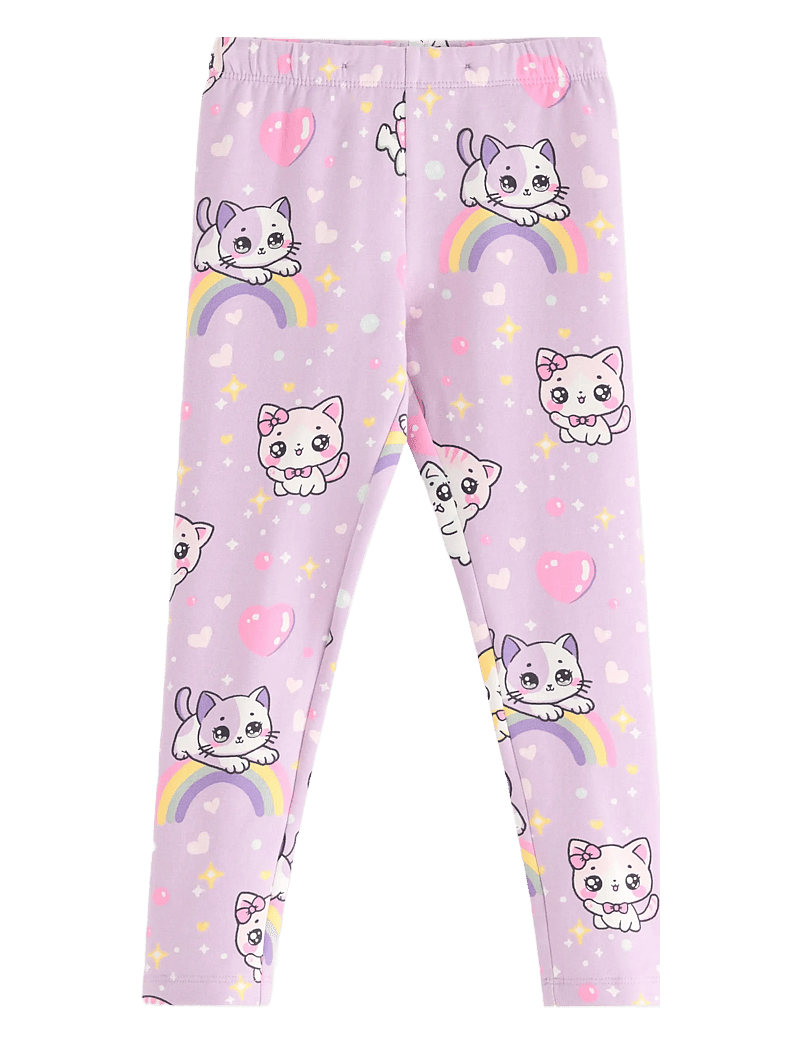 Lindex - Leggings br inside AOP cats a - leggings - light lilac - 1