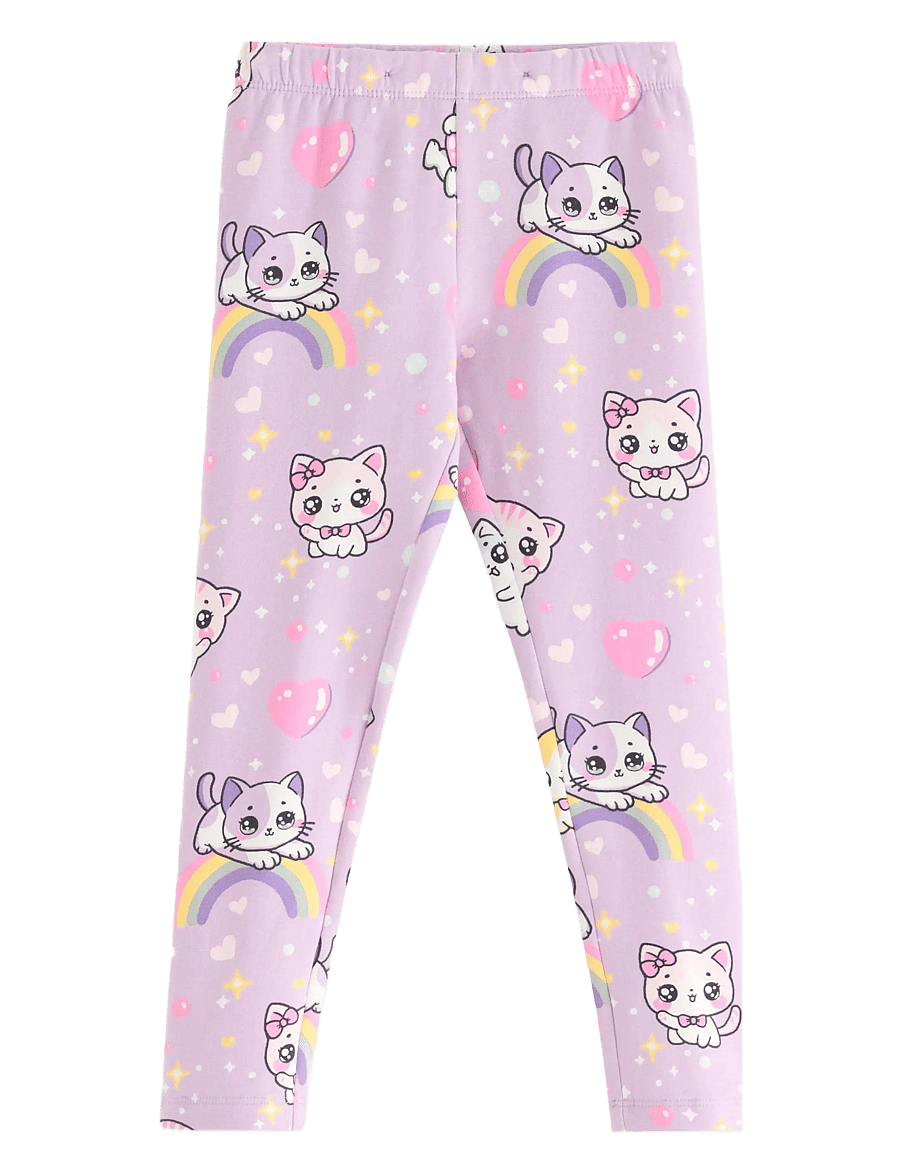 Lindex - Leggings br inside AOP cats a - leggings - light lilac - 1