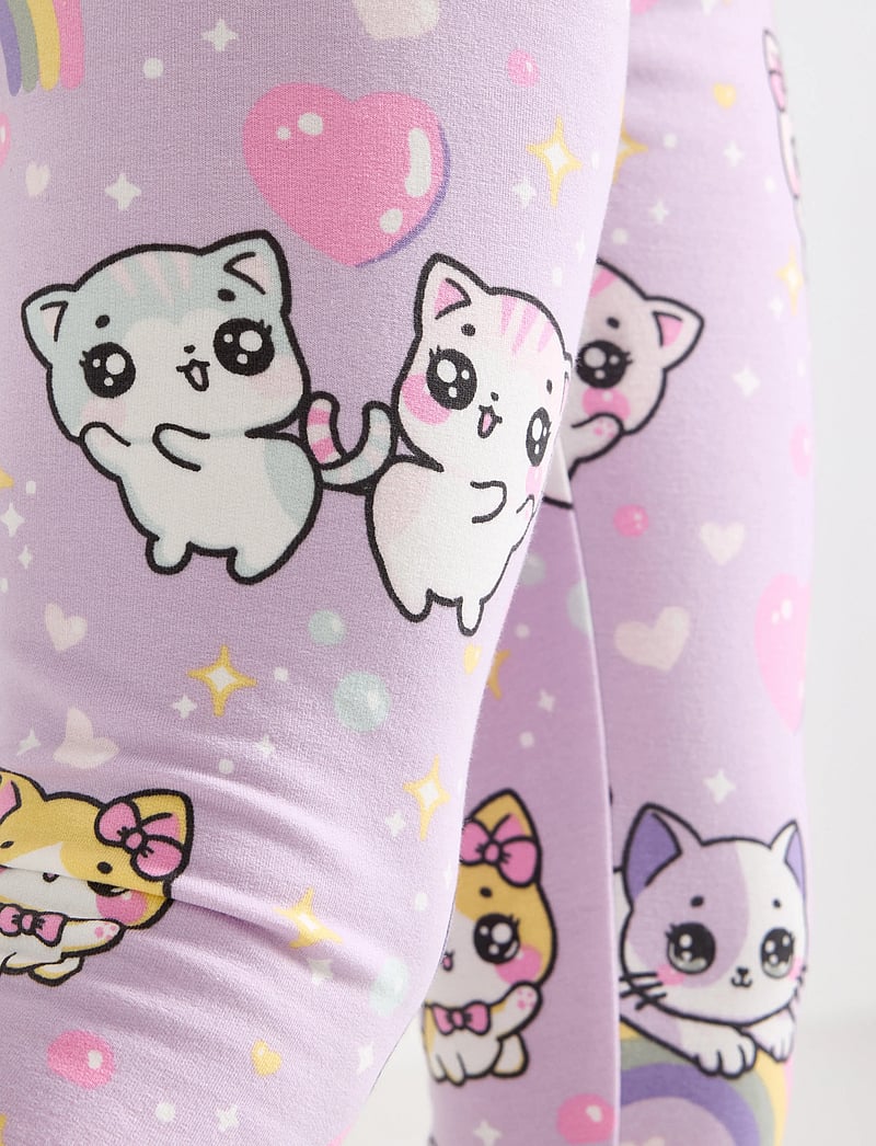 Lindex - Leggings br inside AOP cats a - leggings - light lilac - 4
