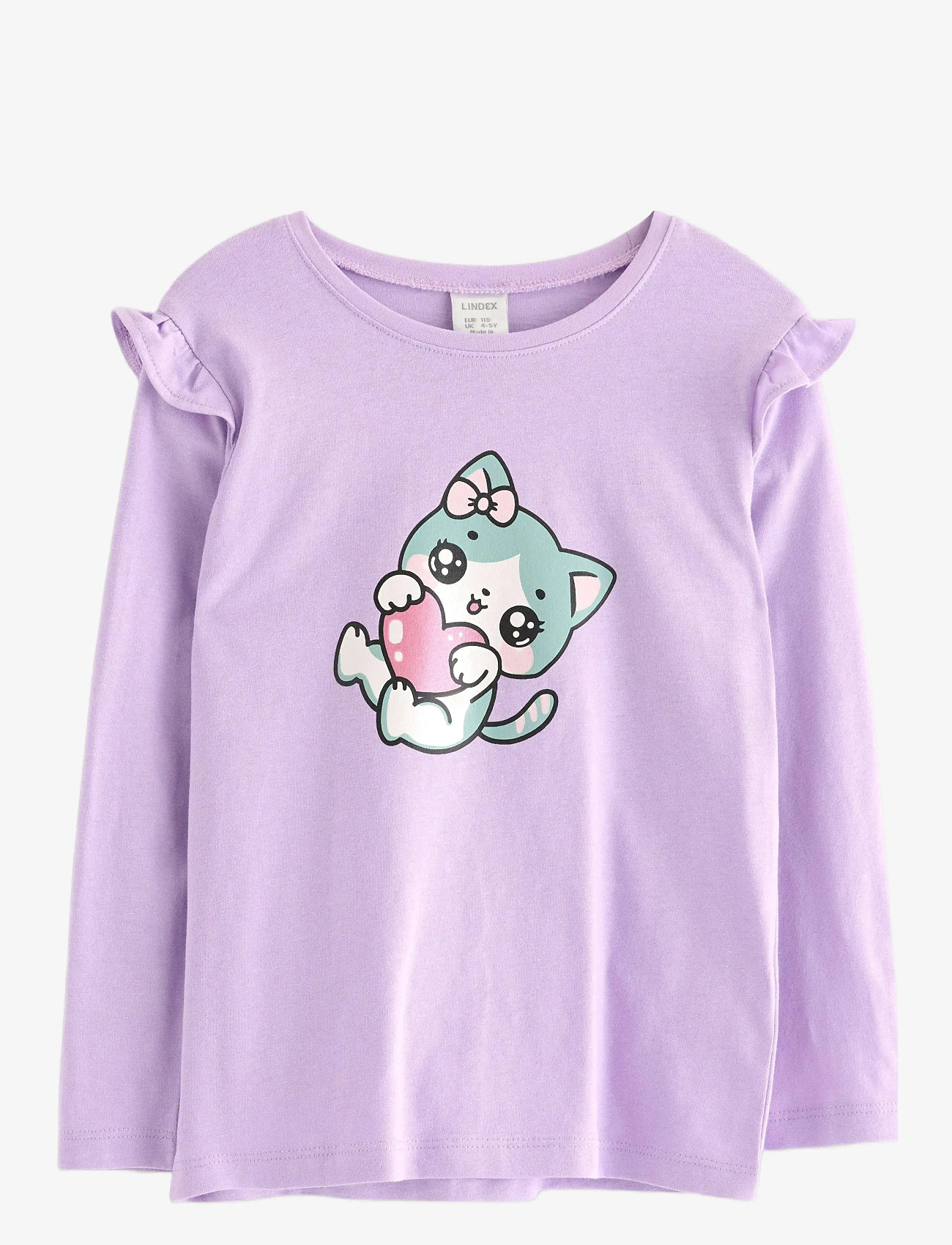 Lindex - Top with frill detail cat prin - pikkade varrukatega t-särgid - light lilac - 1