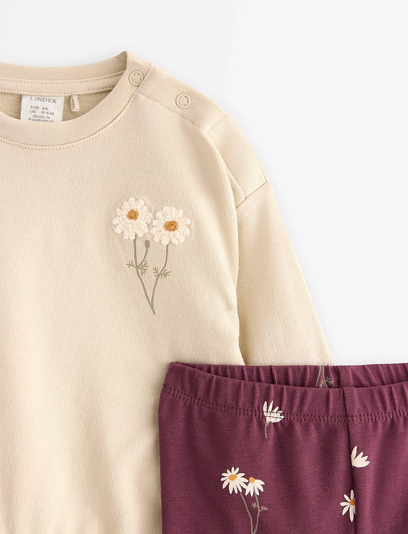 Lindex - Set Sweater Leggings - sets with long-sleeved t-shirt - light beige - 2