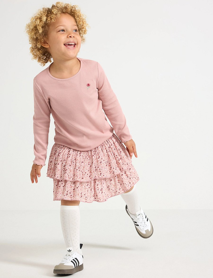 Lindex - Flounce skirt in viscose - kurze röcke - dusty pink - 0