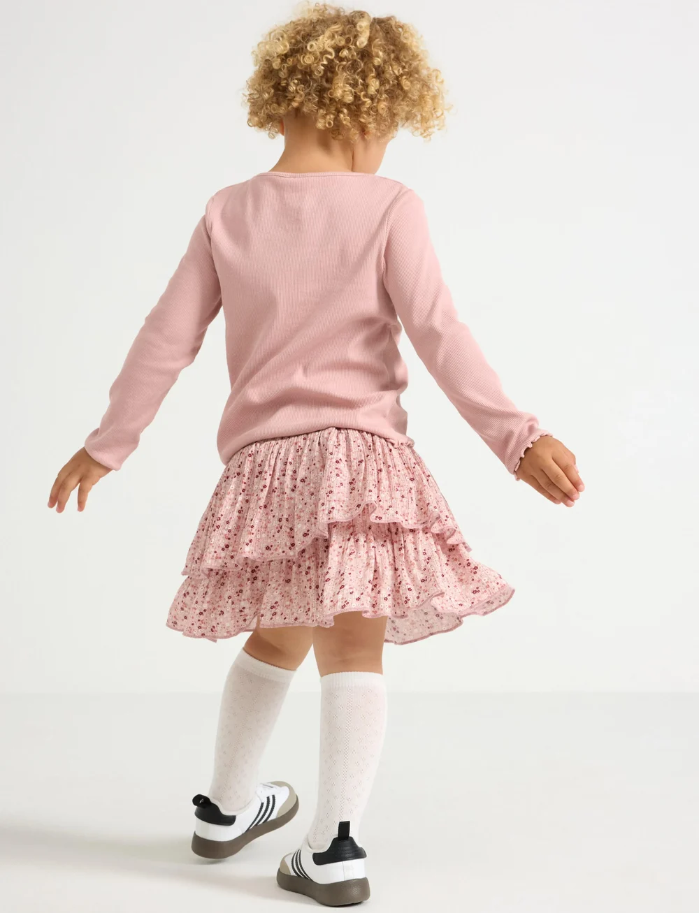 Lindex - Skirt flounce flower AOP - miniseelikud - dusty pink - 3