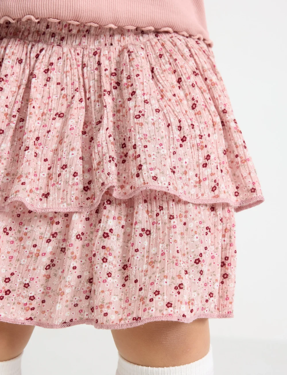 Lindex - Skirt flounce flower AOP - miniseelikud - dusty pink - 4