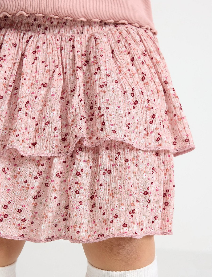 Lindex - Flounce skirt in viscose - kurze röcke - dusty pink - 4