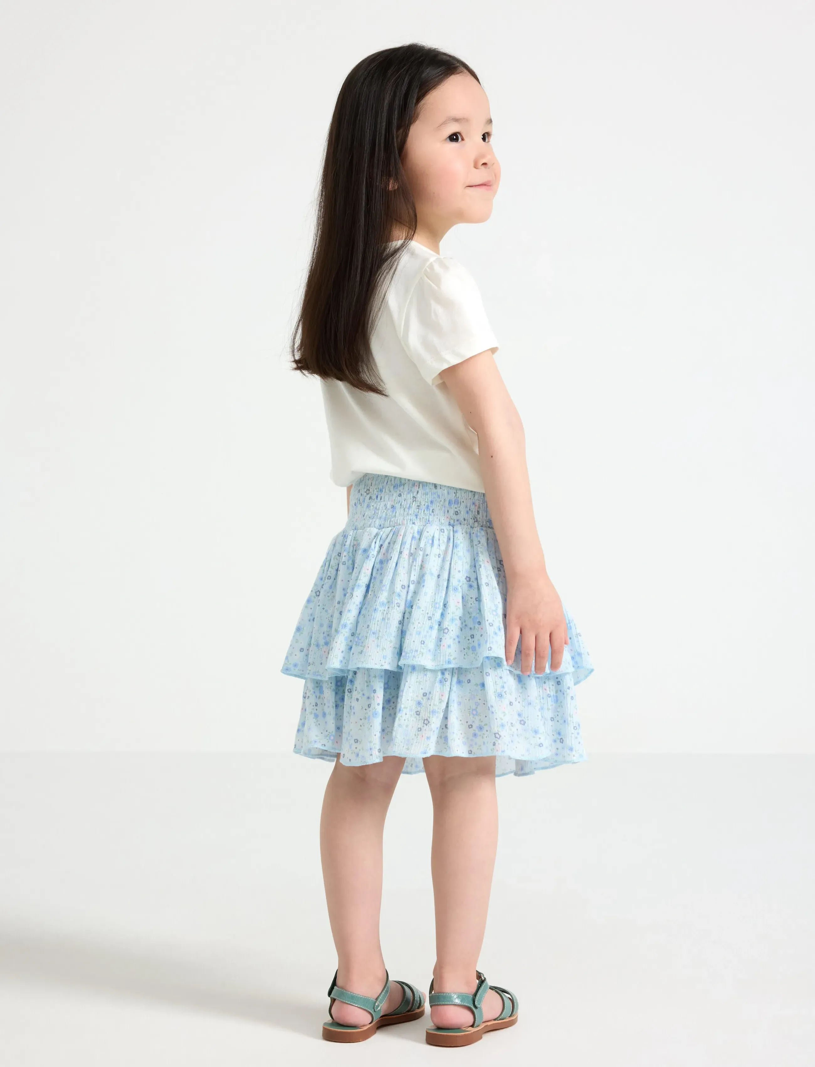 Lindex - Flounce skirt in viscose - kurze röcke - light blue - 3