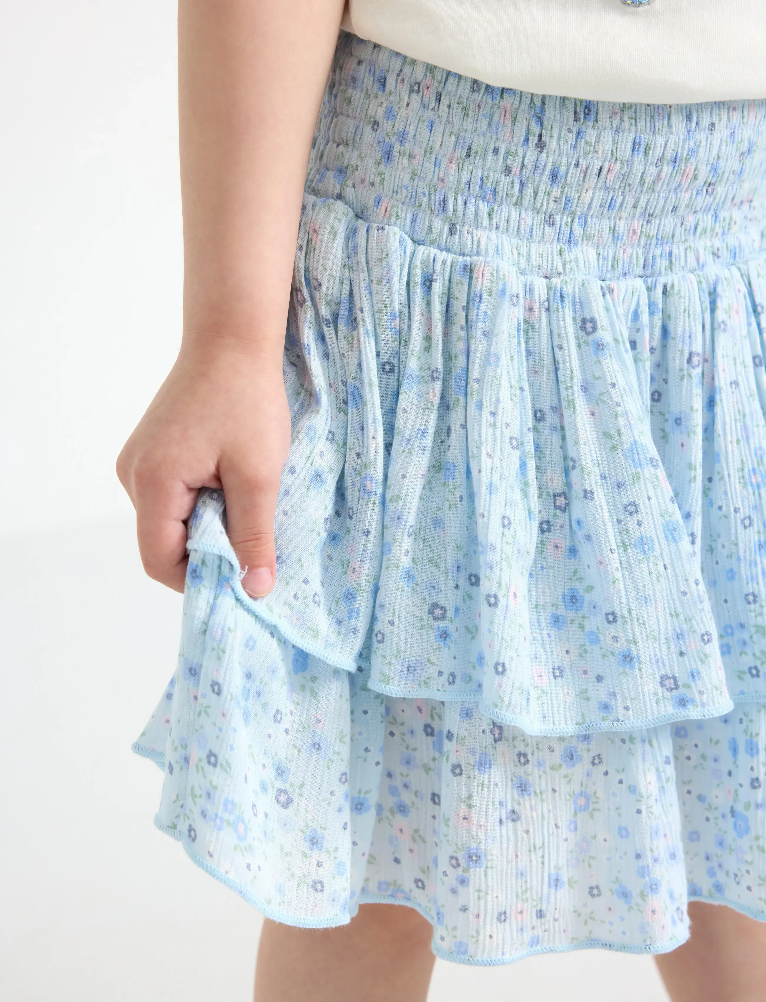 Lindex - Flounce skirt in viscose - kurze röcke - light blue - 4