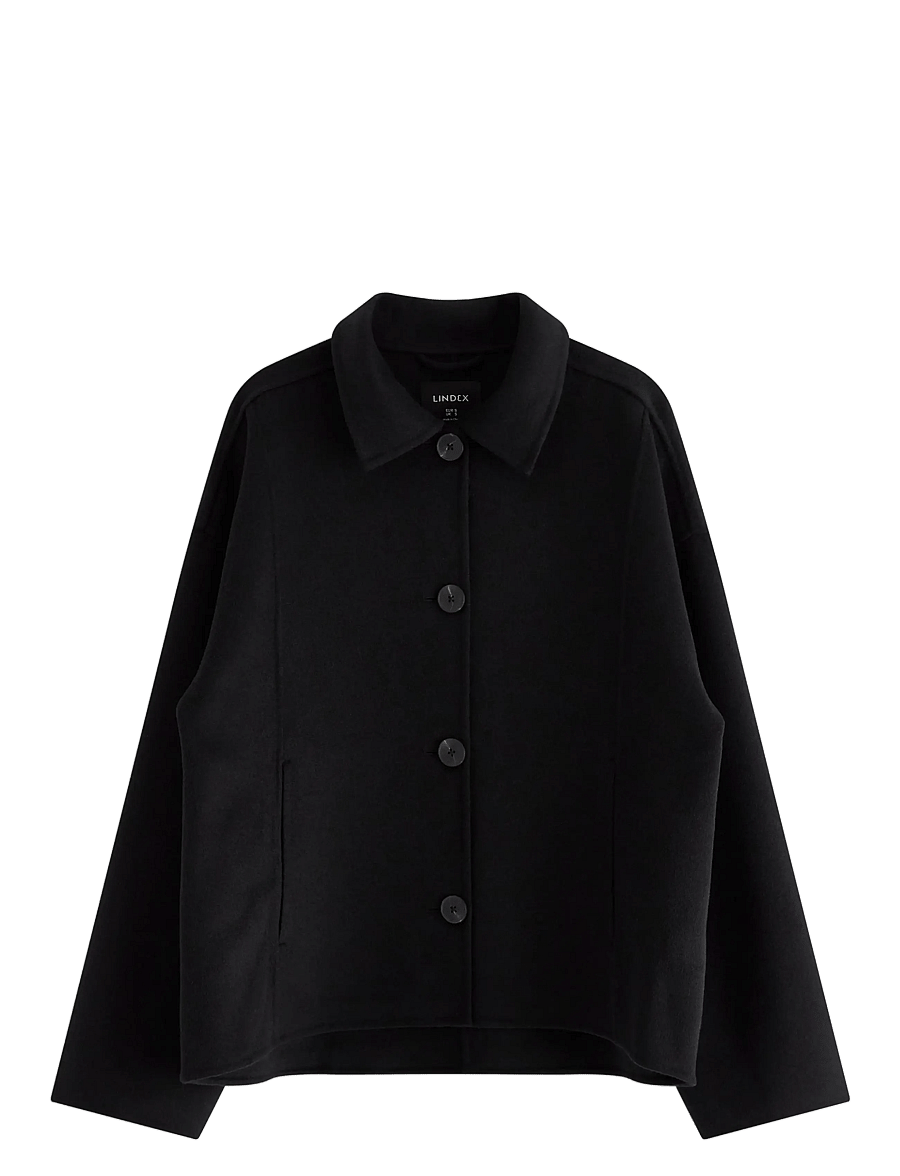 Lindex - Jakke i ullblanding - overshirts - black - 1