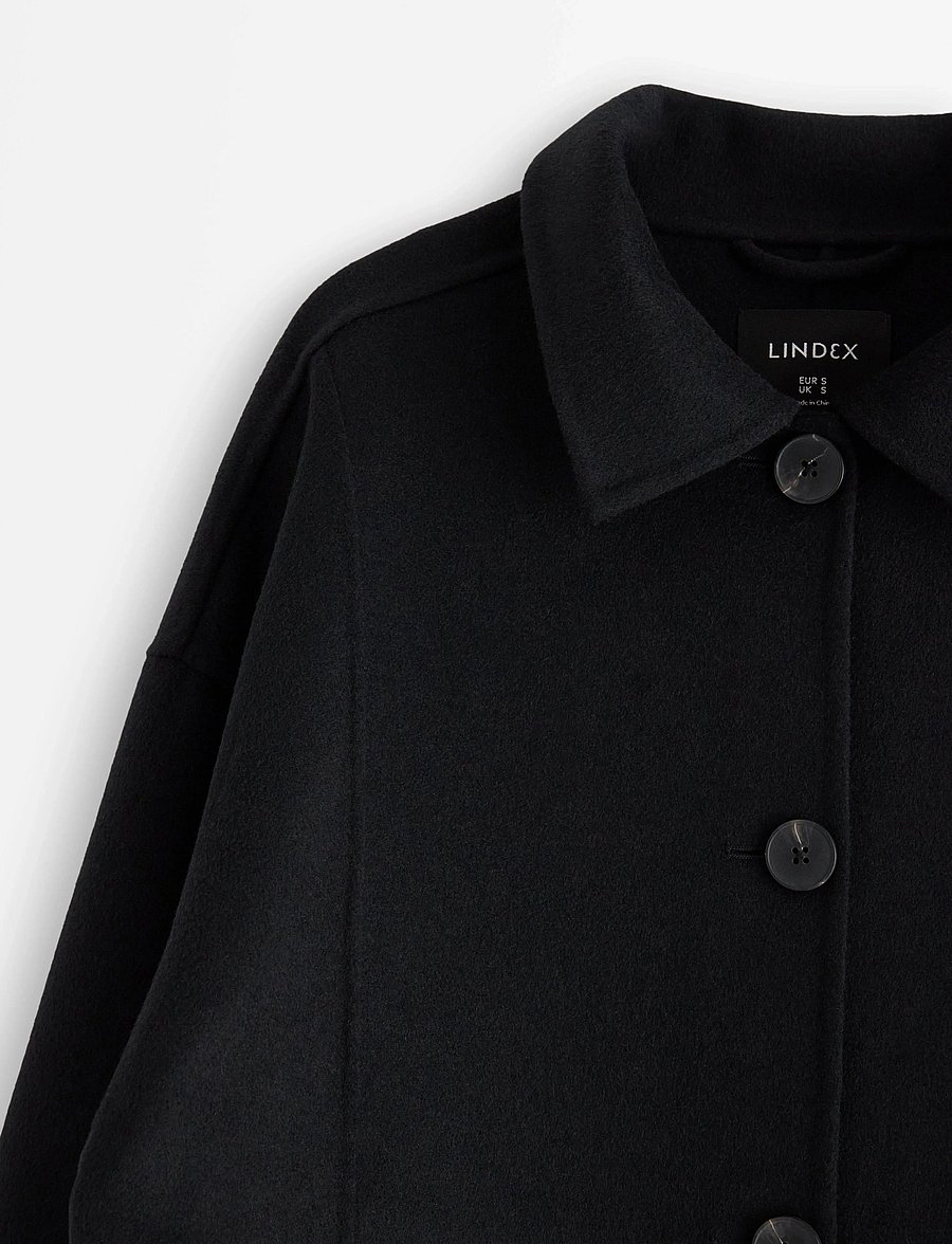Lindex - Jakke i ullblanding - overshirts - black - 5