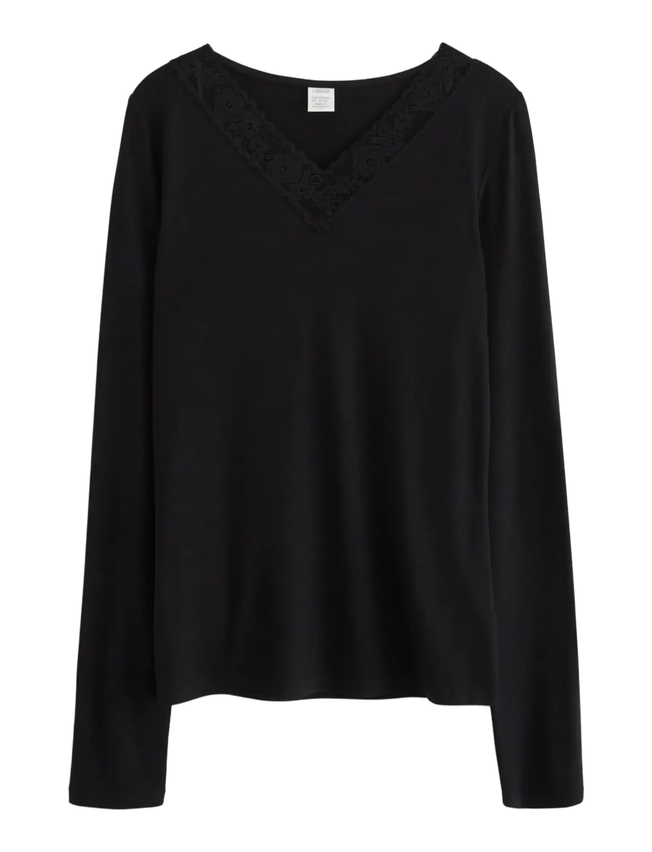Lindex Top viscose with lace - T-shirts - BLACK / black