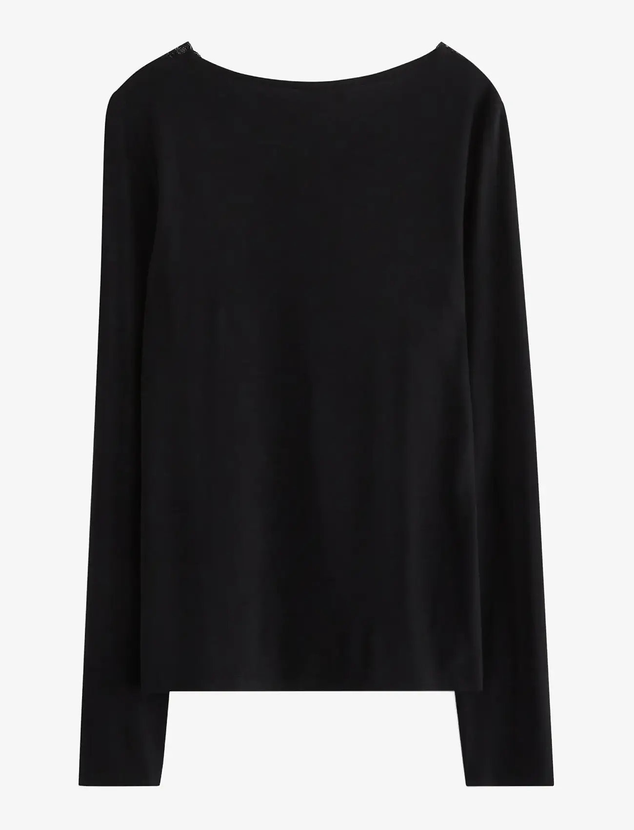 Lindex - Top viscose with lace - langærmede t-shirts - black - 2