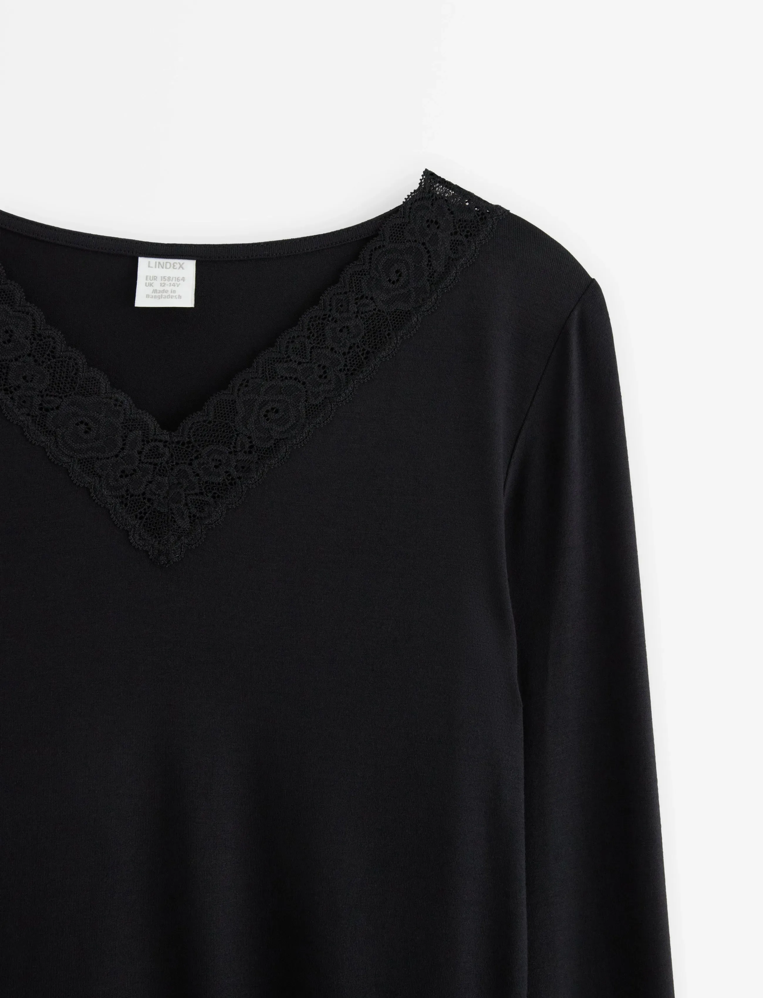 Lindex - Top viscose with lace - pikkade varrukatega t-särgid - black - 5