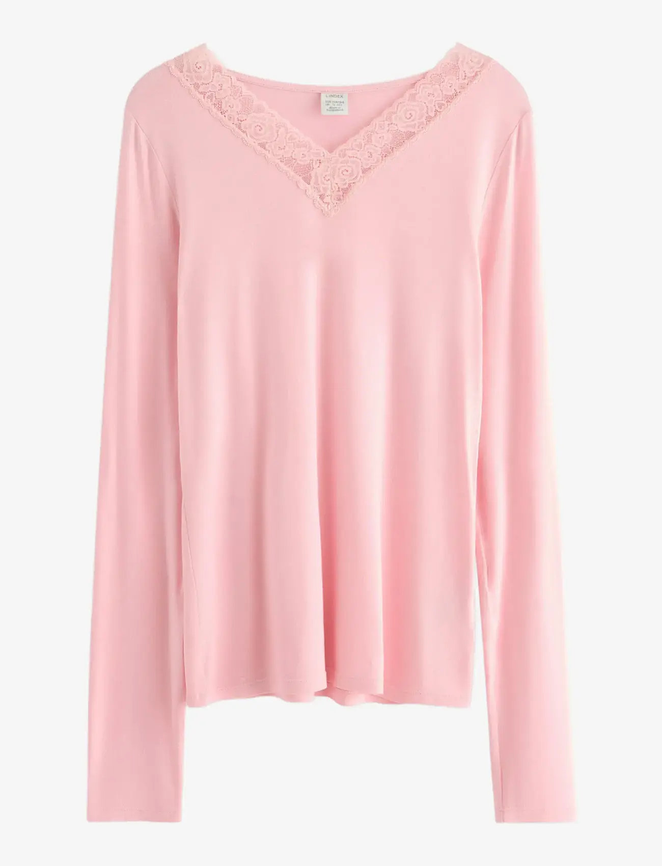 Lindex - Top viscose with lace - langærmede t-shirts - light pink - 1
