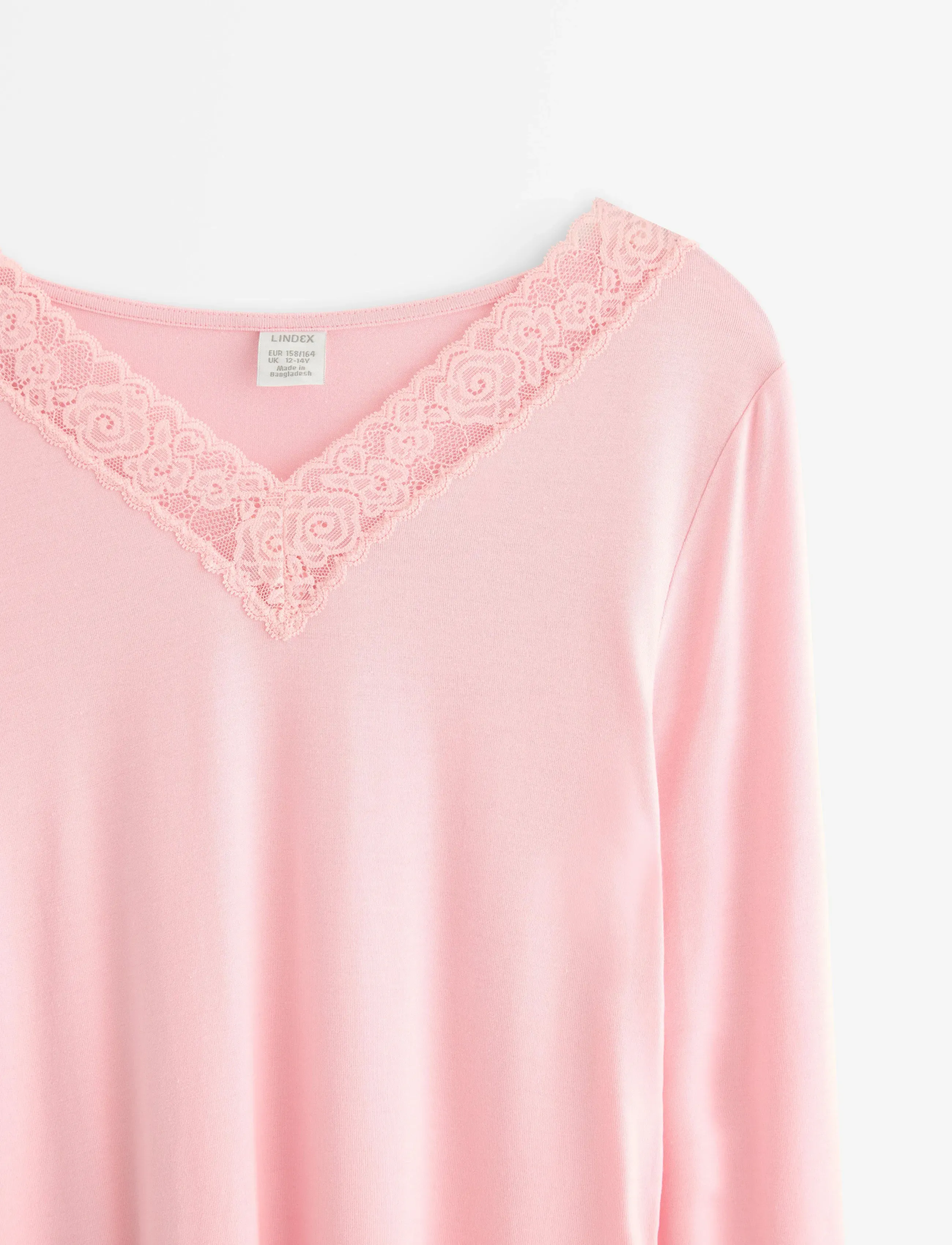 Lindex - Top viscose with lace - t-krekli ar garām piedurknēm - light pink - 5