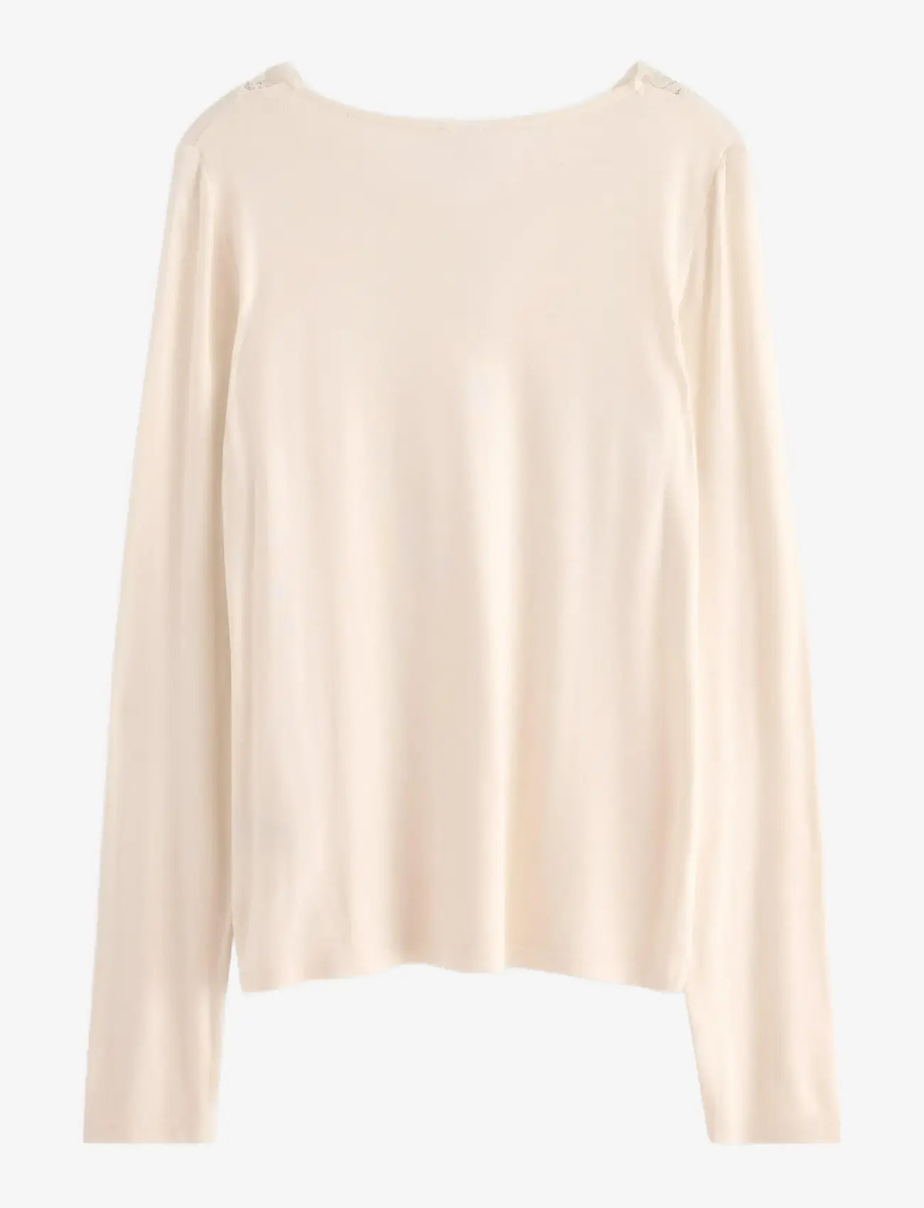 Lindex - Top viscose with lace - långärmade t-shirts - off white - 2