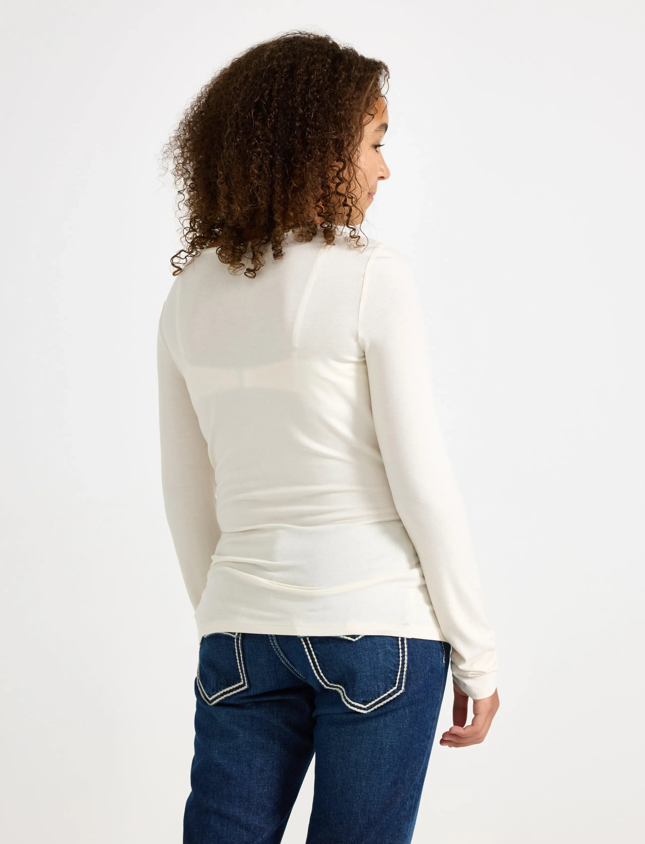 Lindex - Top viscose with lace - langärmelig - off white - 3