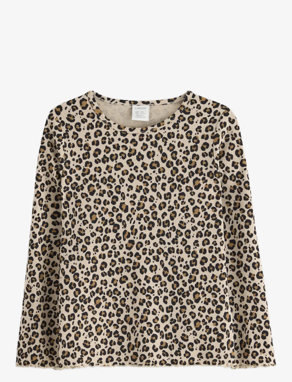 Lindex - Top ls rib leo - langärmelig - beige - 1