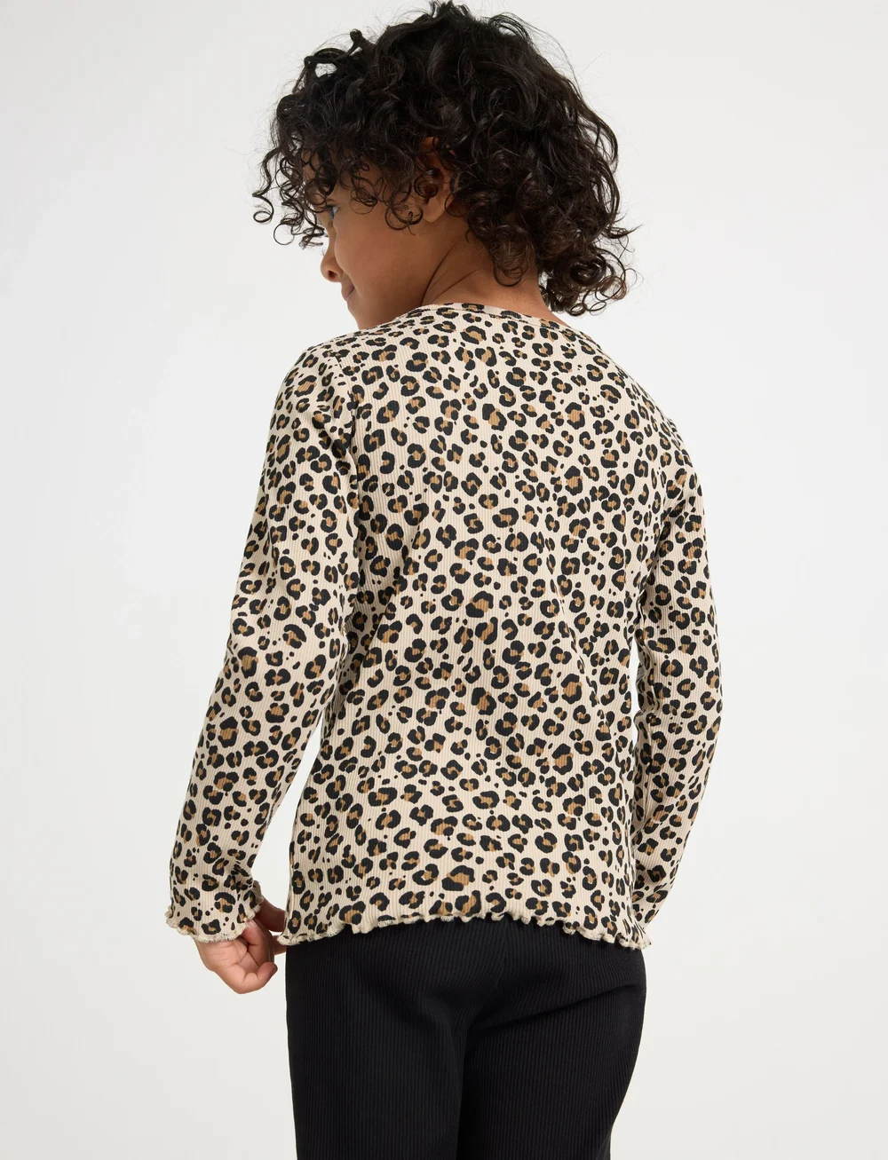 Lindex - Top ls rib leo - langärmelig - beige - 3