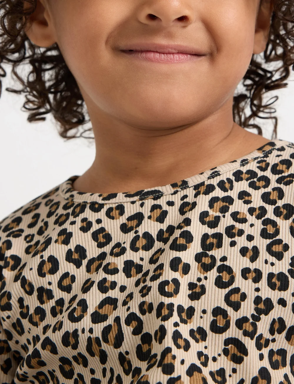 Lindex - Top ls rib leo - langärmelig - beige - 4