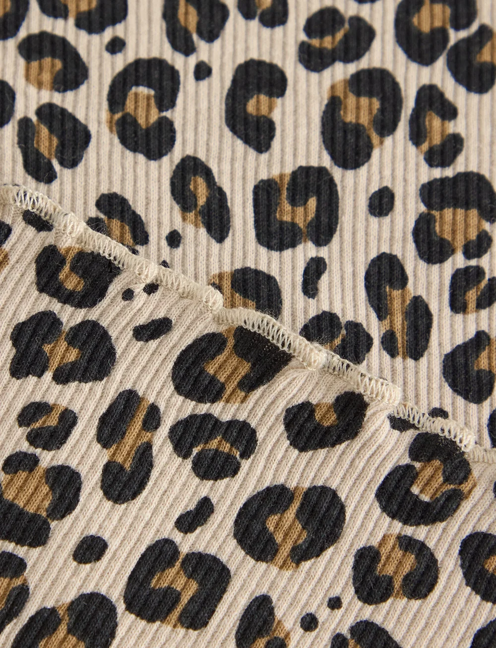 Lindex - Top ls rib leo - langärmelig - beige - 5