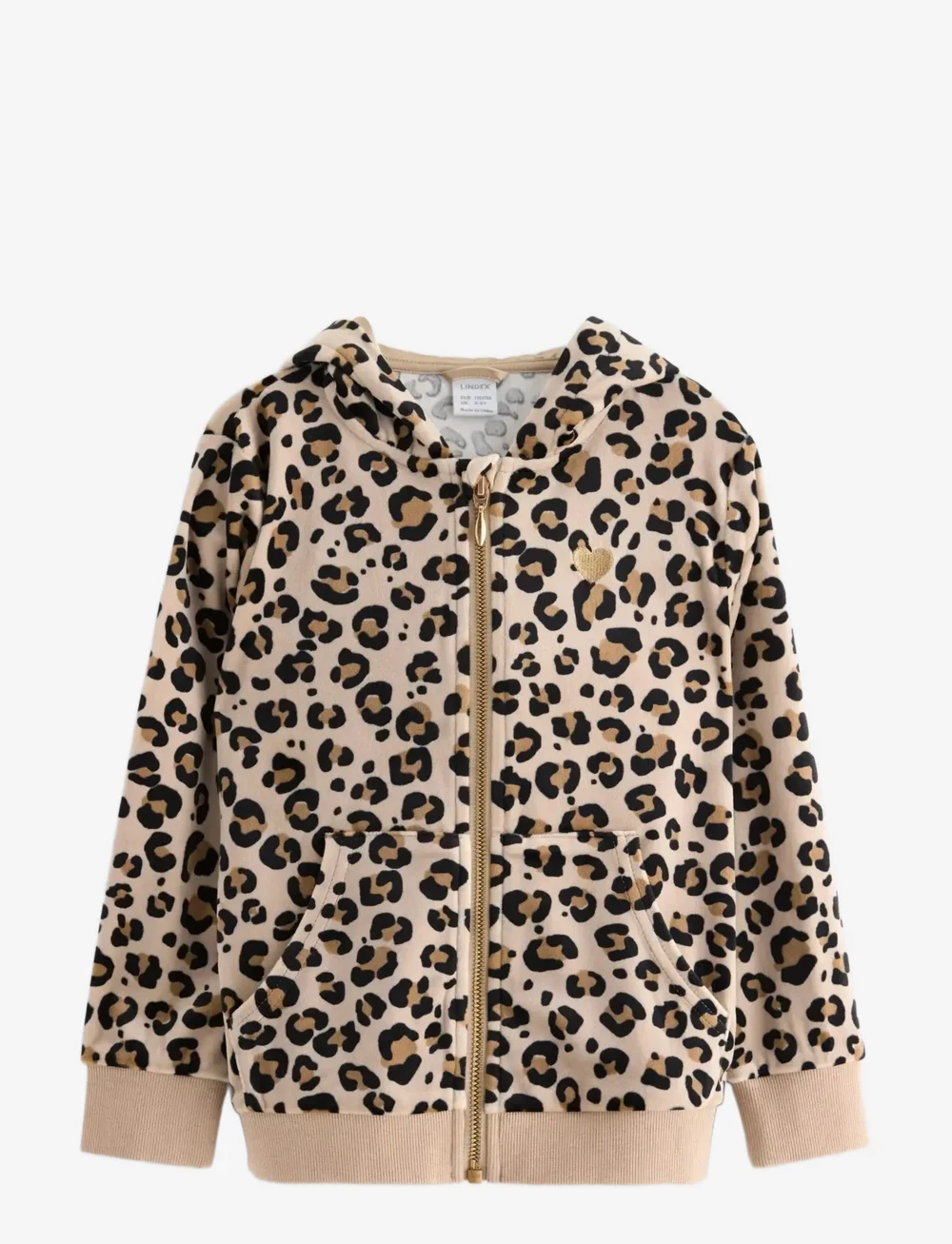 Lindex - Hoodjacket velour AOP leo - hettegensere - beige - 1