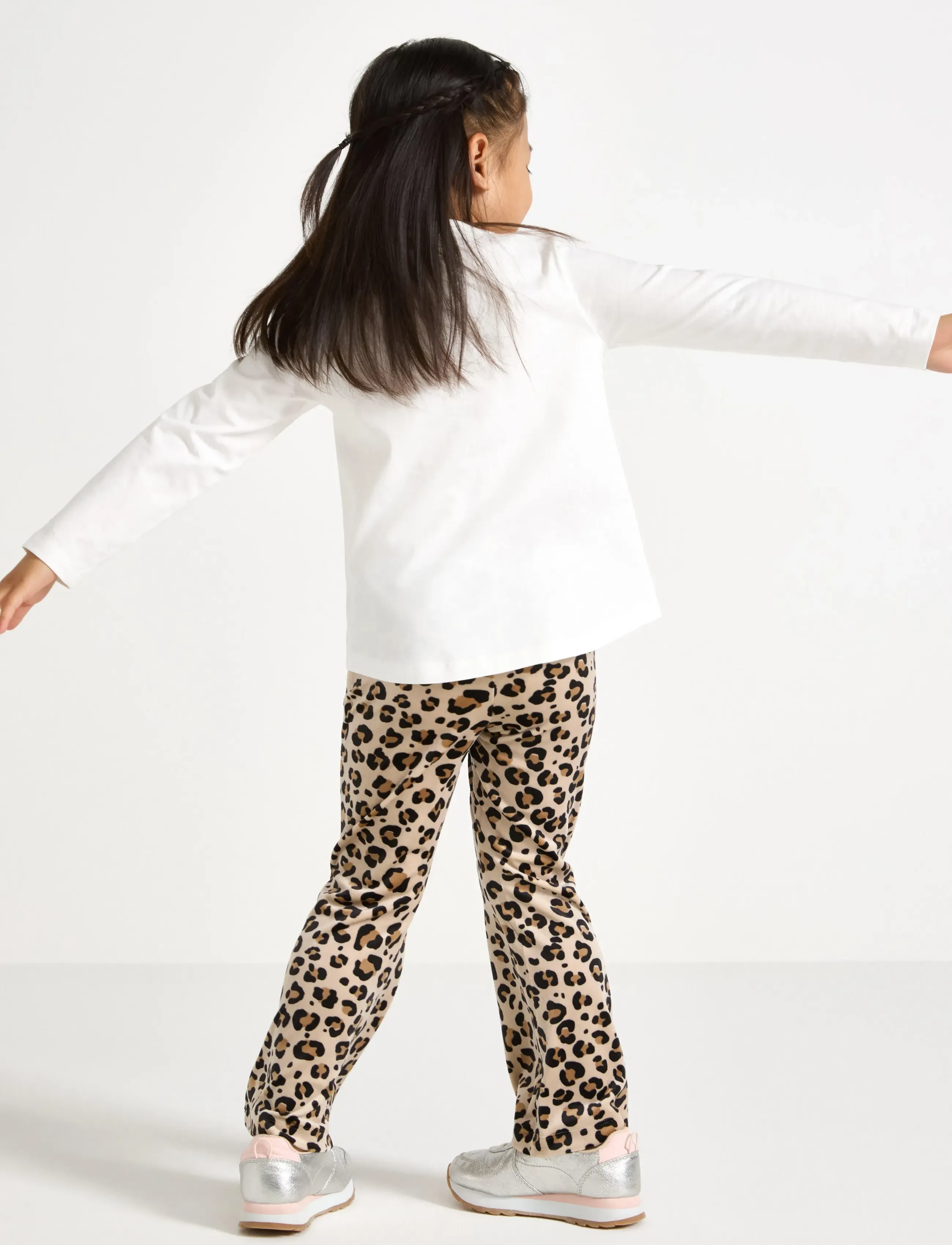 Lindex - Leggings flare velour AOP leo - babyhosen - beige - 3