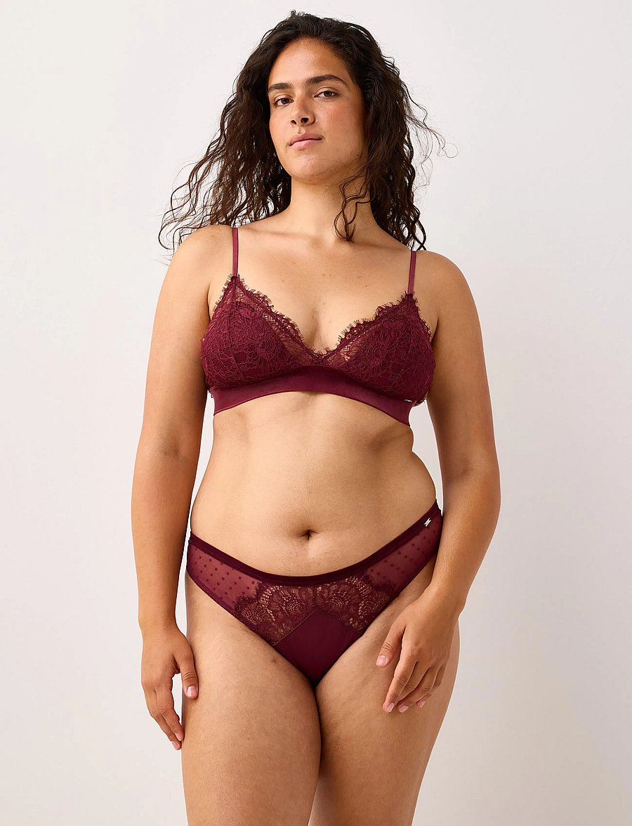Lindex - Bra Nora Triangle bralette Vel - rinnahoidja - dark dusty red - 0
