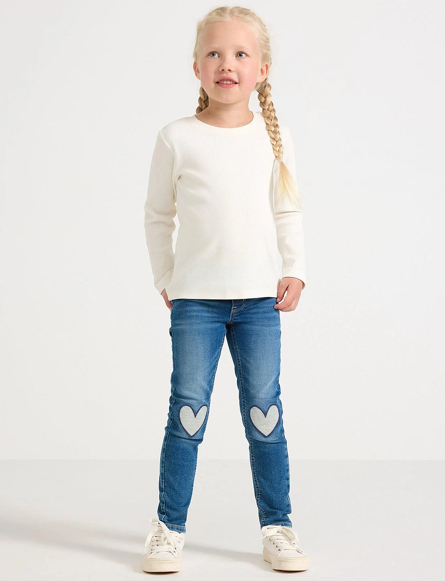 Lindex - Trousers denim Sara heart knee - regular jeans - denim - 0