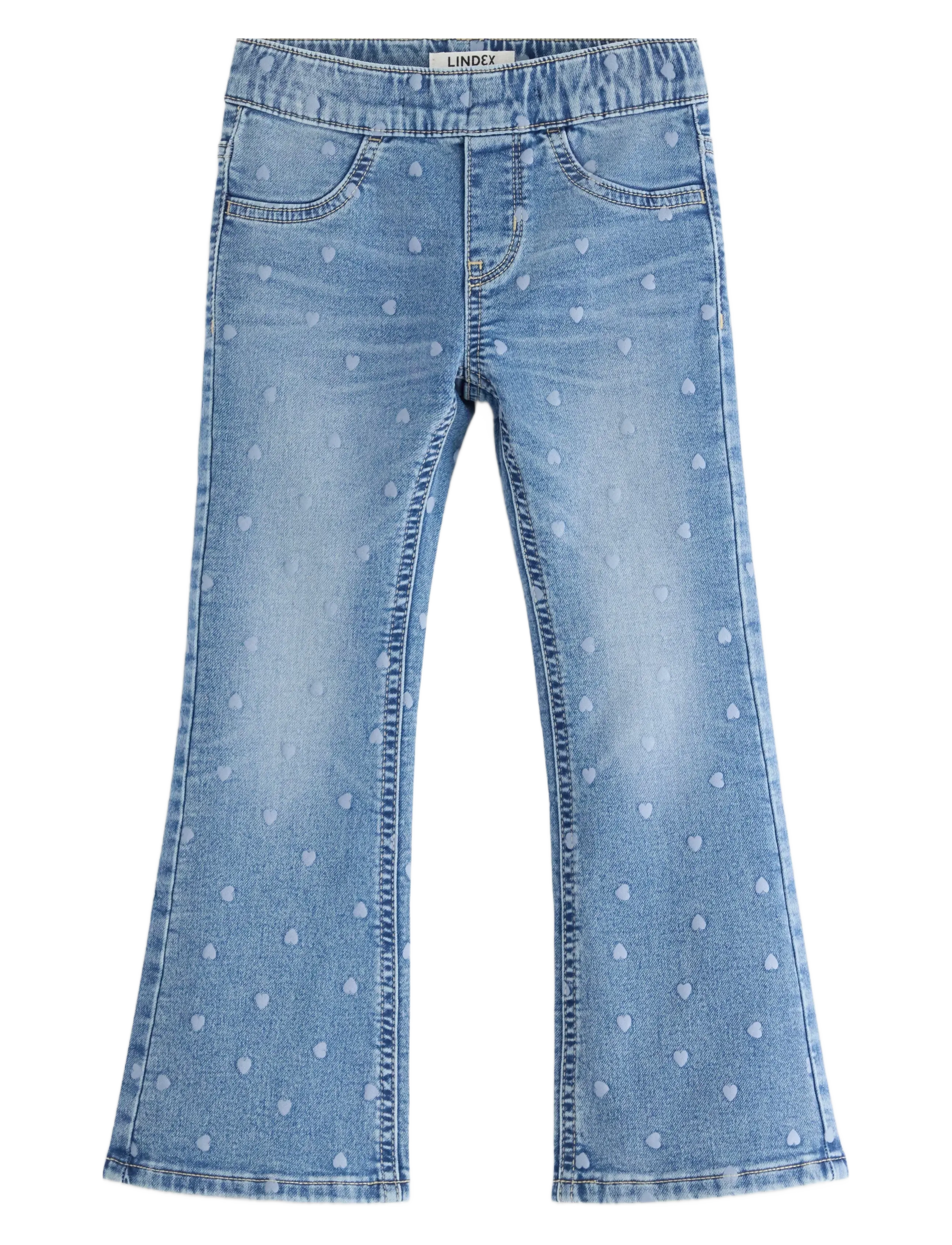 Lindex FREJA Flared leg jeans with hearts - Bootcut jeans - DENIM BLUE / blue