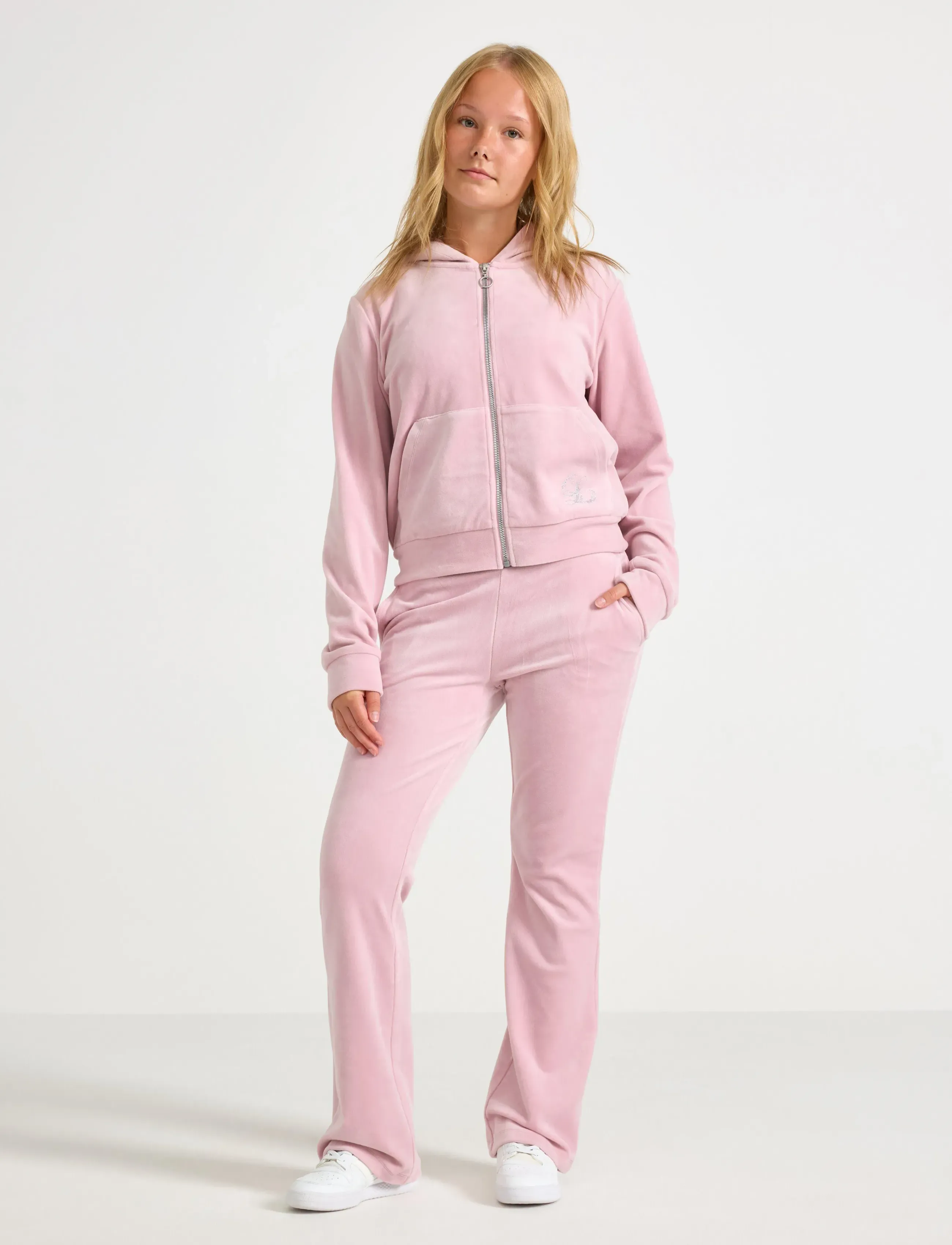 Lindex Utsvängda Byxor I Velour, 164, Unterteile, Rosa - Sweatpants, Kinder