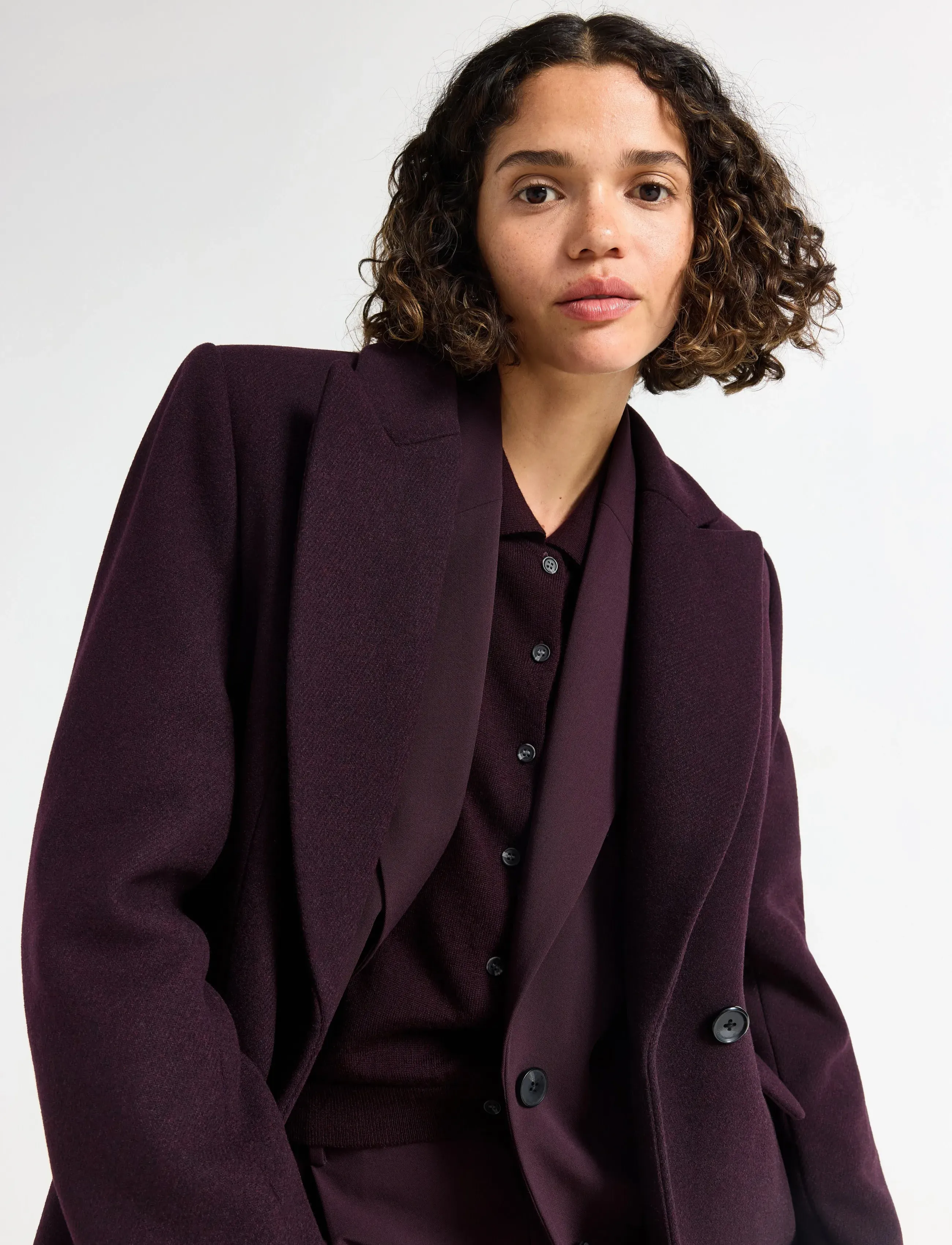 Lindex - Coat in wool blend - dark dusty red - 4