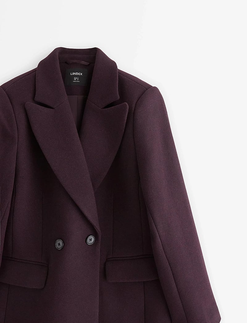 Lindex - Coat in wool blend - ullkappor - dark dusty red - 5