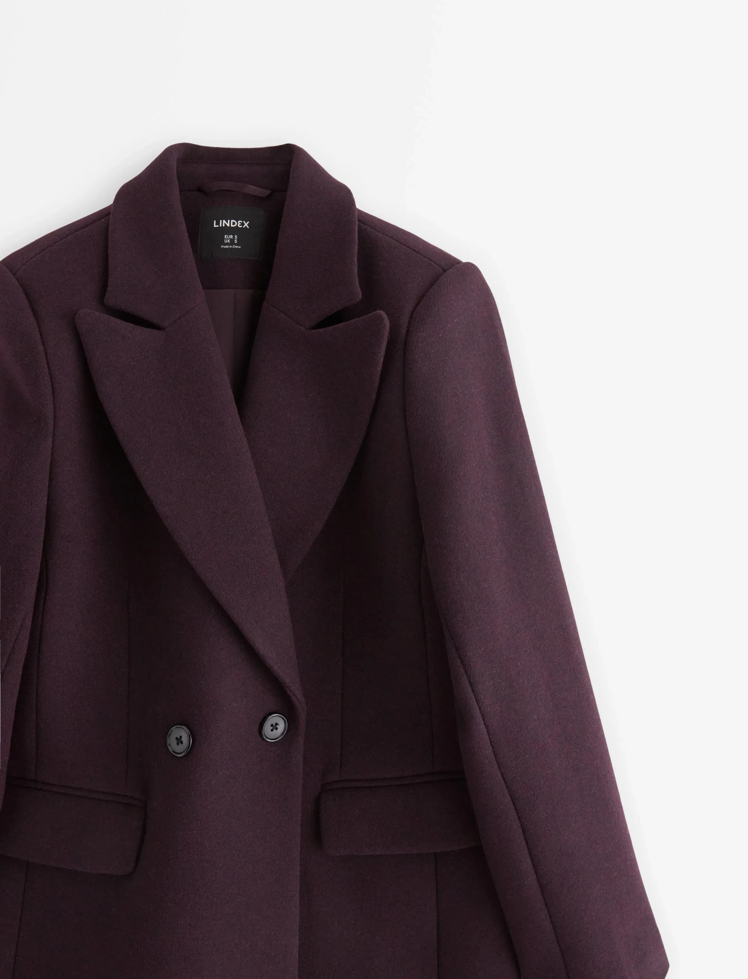 Lindex - Coat in wool blend - dark dusty red - 5