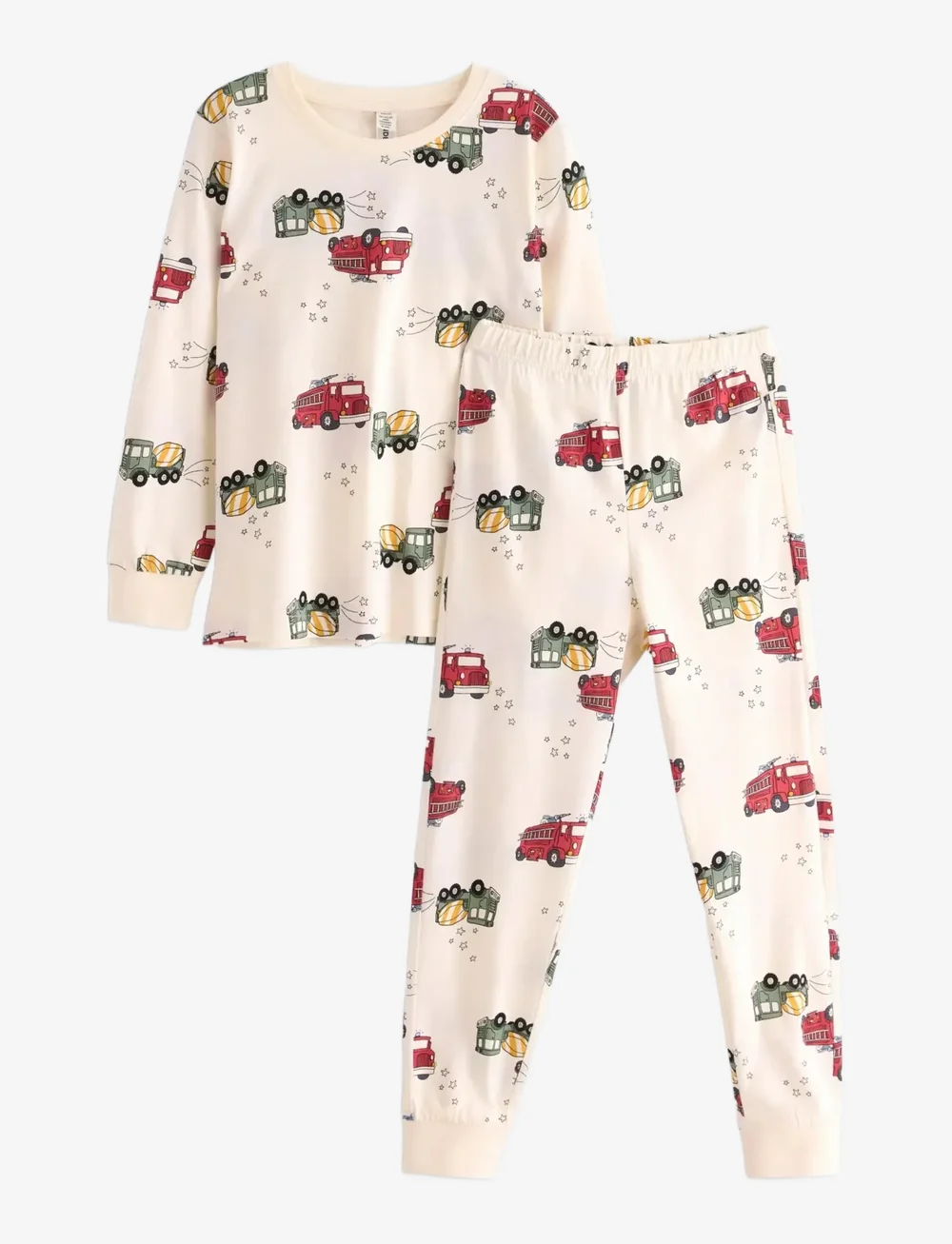 Lindex - Pyjamas fire trucks Working v - pyjama-sets - white - 1