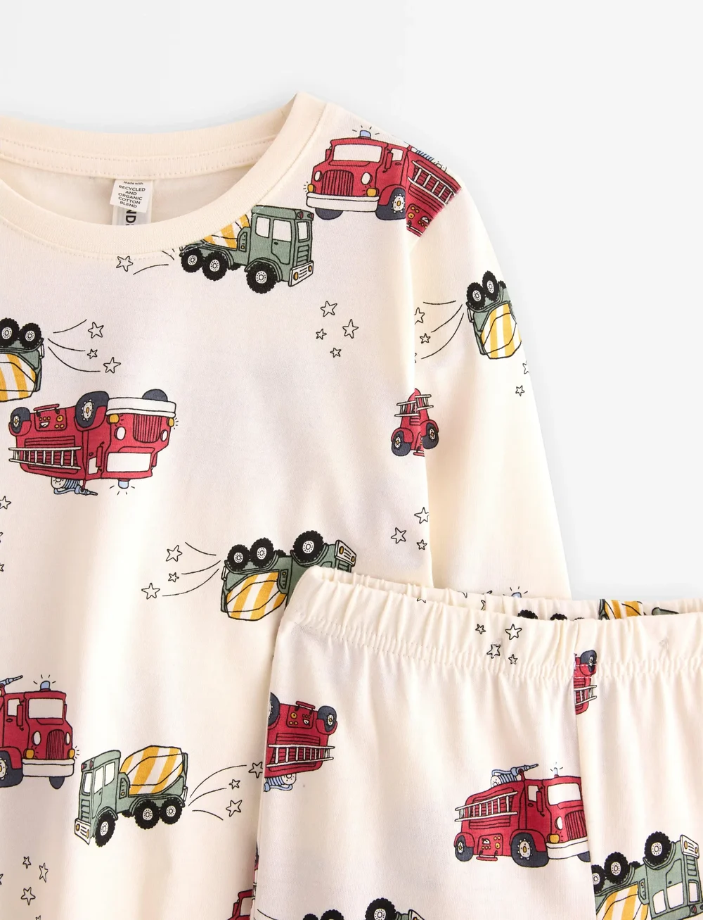 Lindex - Pyjamas fire trucks Working v - pyjama-sets - white - 5