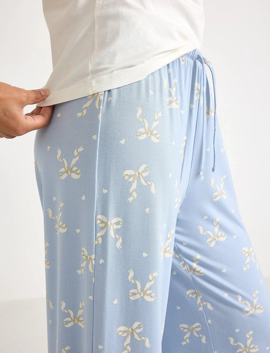 Lindex - Trousers pyjama wide - schlafanzüge - light blue - 4