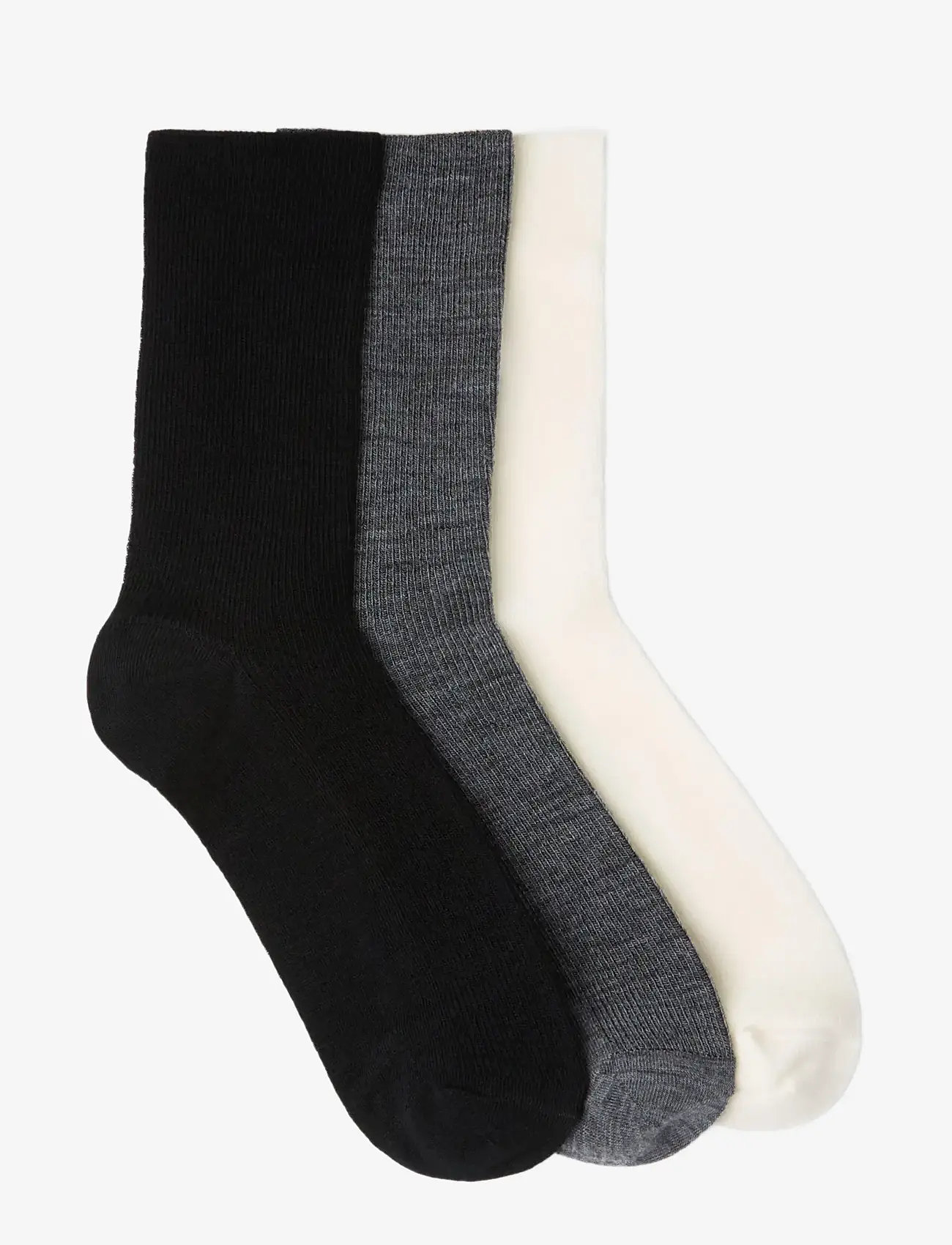 Lindex - Sock 3 p wool rib - black - 1
