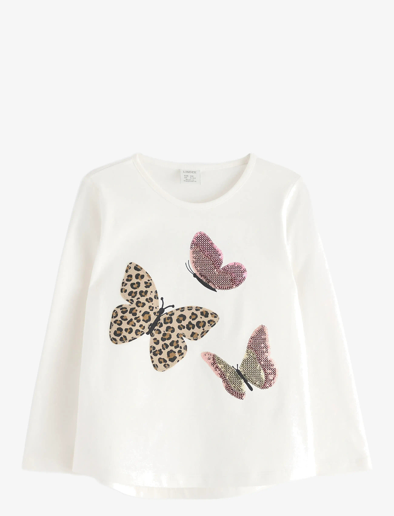 Lindex - Top ls leo sequins butterfli - long-sleeved t-shirts - light dusty white - 1