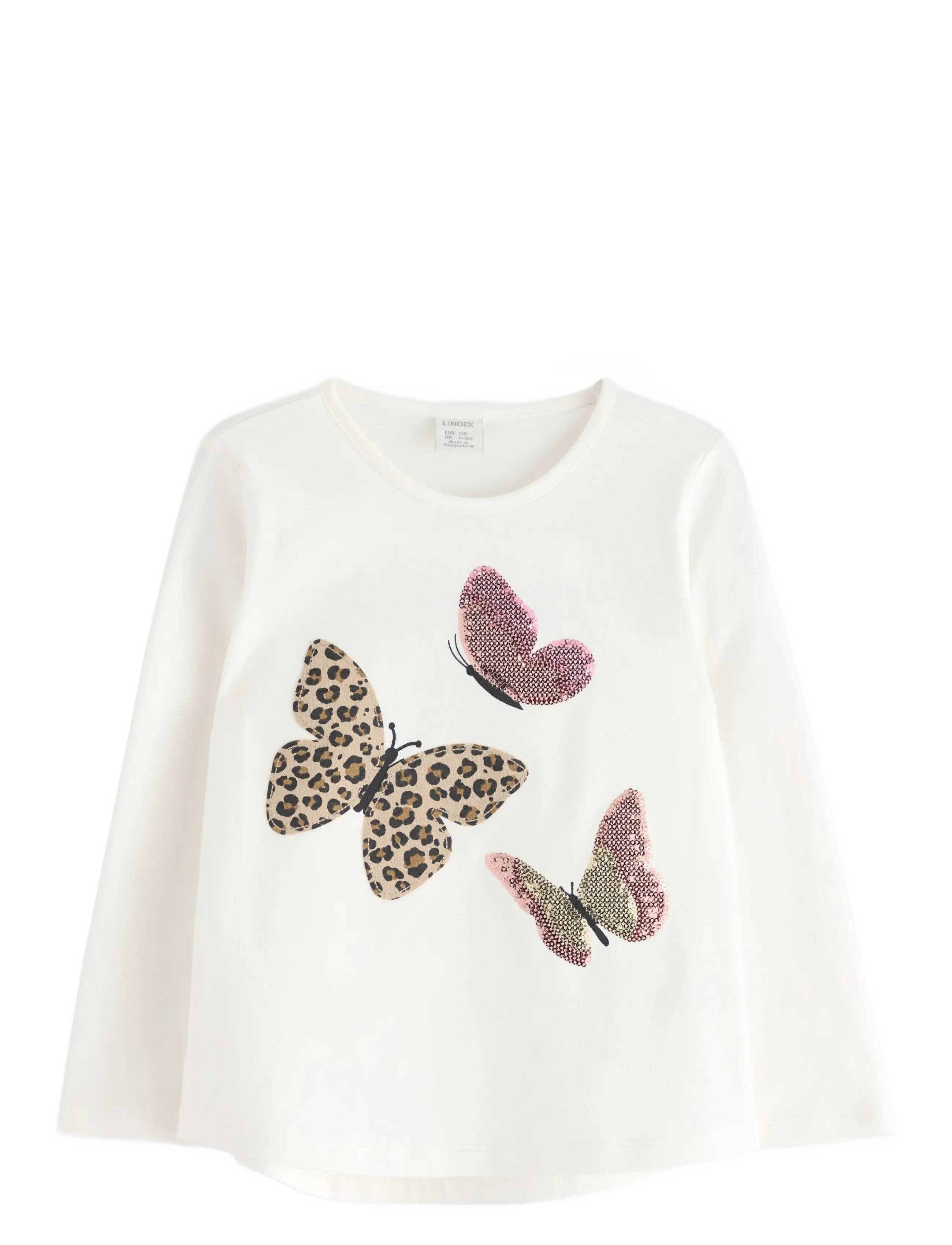 Lindex Top ls leo sequins butterfli - Teismelised 140-176 - LIGHT DUSTY WHITE / white