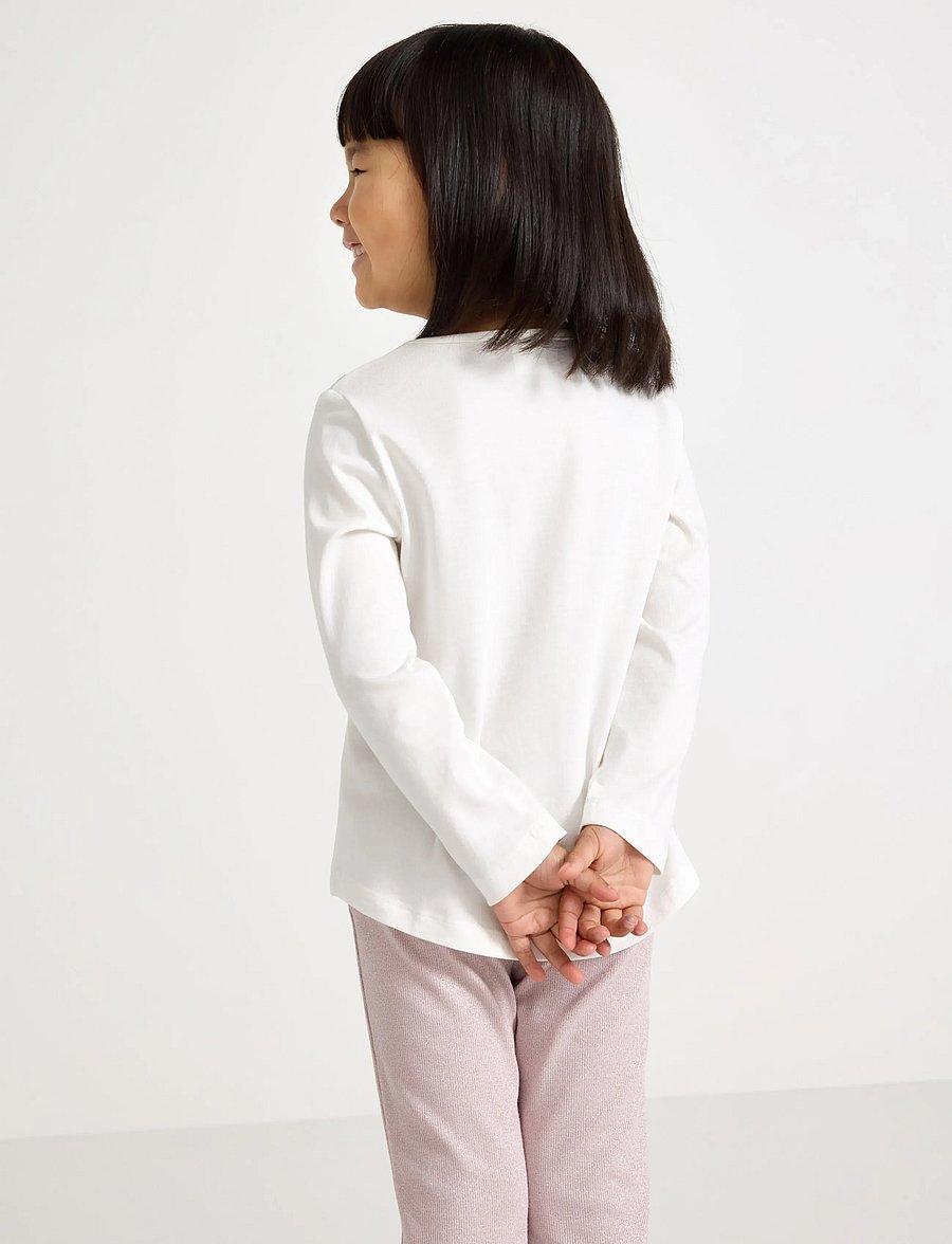 Lindex - Top ls leo sequins butterfli - långärmade t-shirts - light dusty white - 3